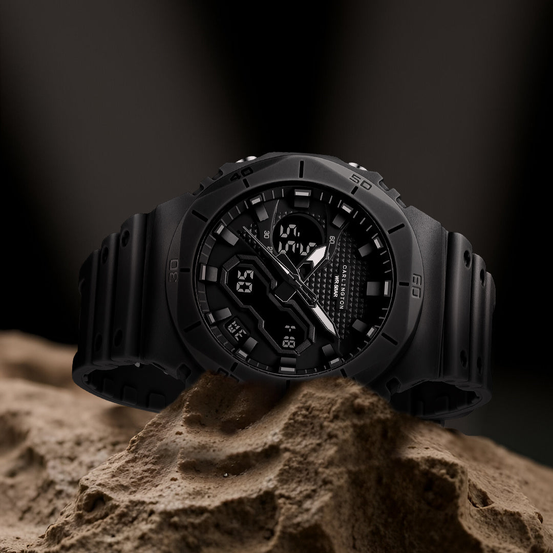 Carlington Velocity Series Analog-Digital Sports Watches for Men and Boys with Alarm, Stopwatch, Backlit Display, Dualtime, Silicone Rubber Strap, Water & Shock Resiatant - CT_8120