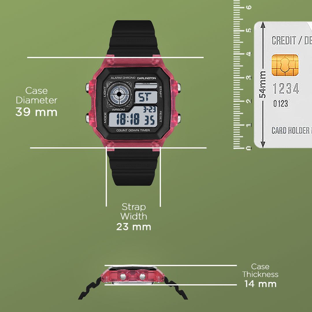 Carlington Endurance Series Digital Sports Watches For Men & Women - CT_9079 Red-Black