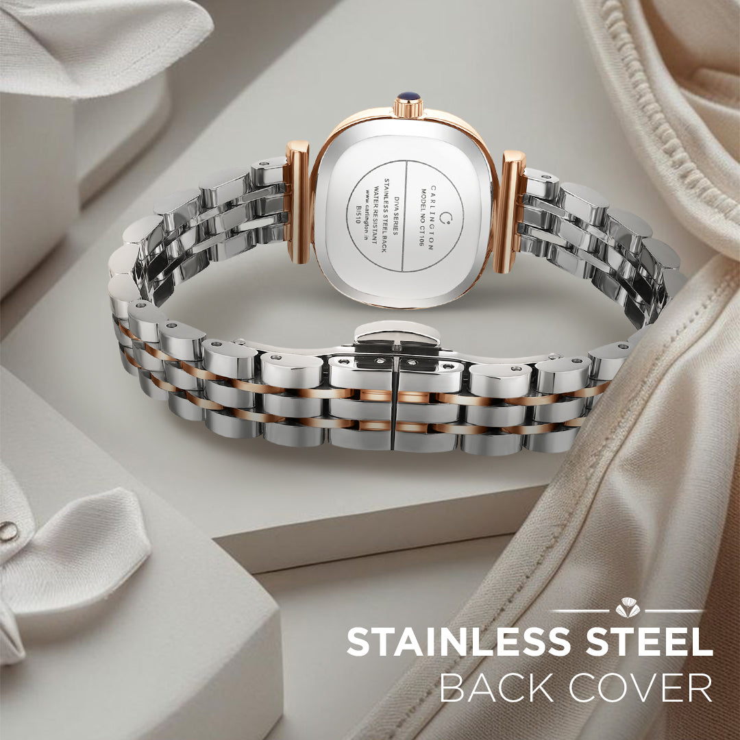 Carlington Diva Series Analog Women Wrist Watches with Stainless Steel Chain Strap | Premium Fashion Watches for Ladies | CT - 106