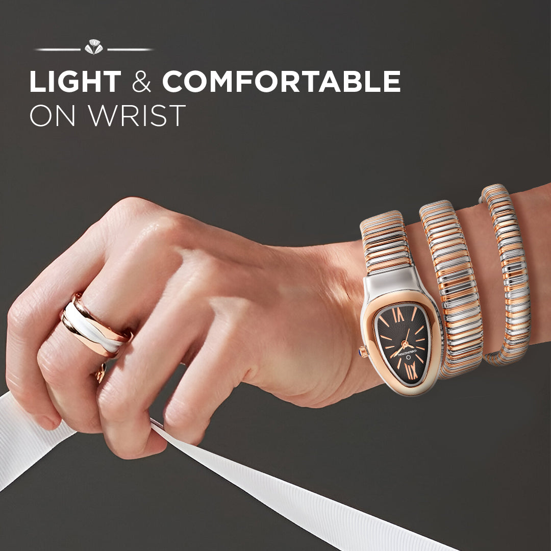 Carlington Elegant Snake Band Analog Women's Watch – Premium Stainless Steel Strap, Oval Designer Dial, Water-Resistant Ladies Watch for Party & Casual Wear Premium Gift Watch for Women