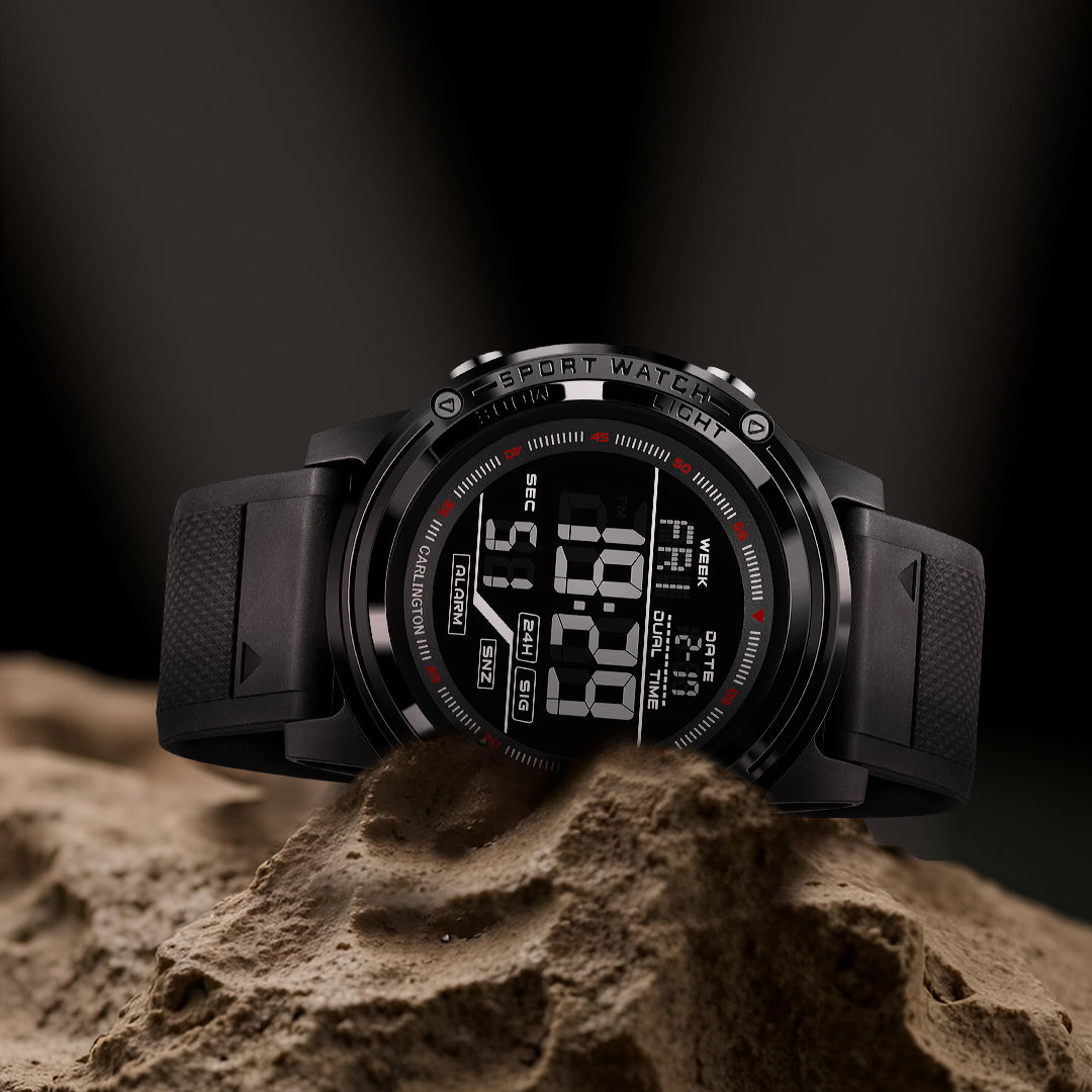 Carlington Velocity Series Analog-Digital Sports Watches for Men and Boys with Alarm, Stopwatch, Backlit Display, Dualtime, Silicone Rubber Strap, Water & Shock Resiatant - CT_8125