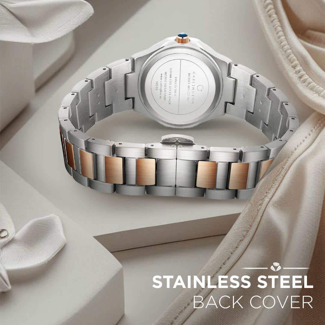 Carlington Diva Series Analog Women Wrist Watches with Stainless Steel Chain Strap | Premium Fashion Watches for Ladies | CT - 102