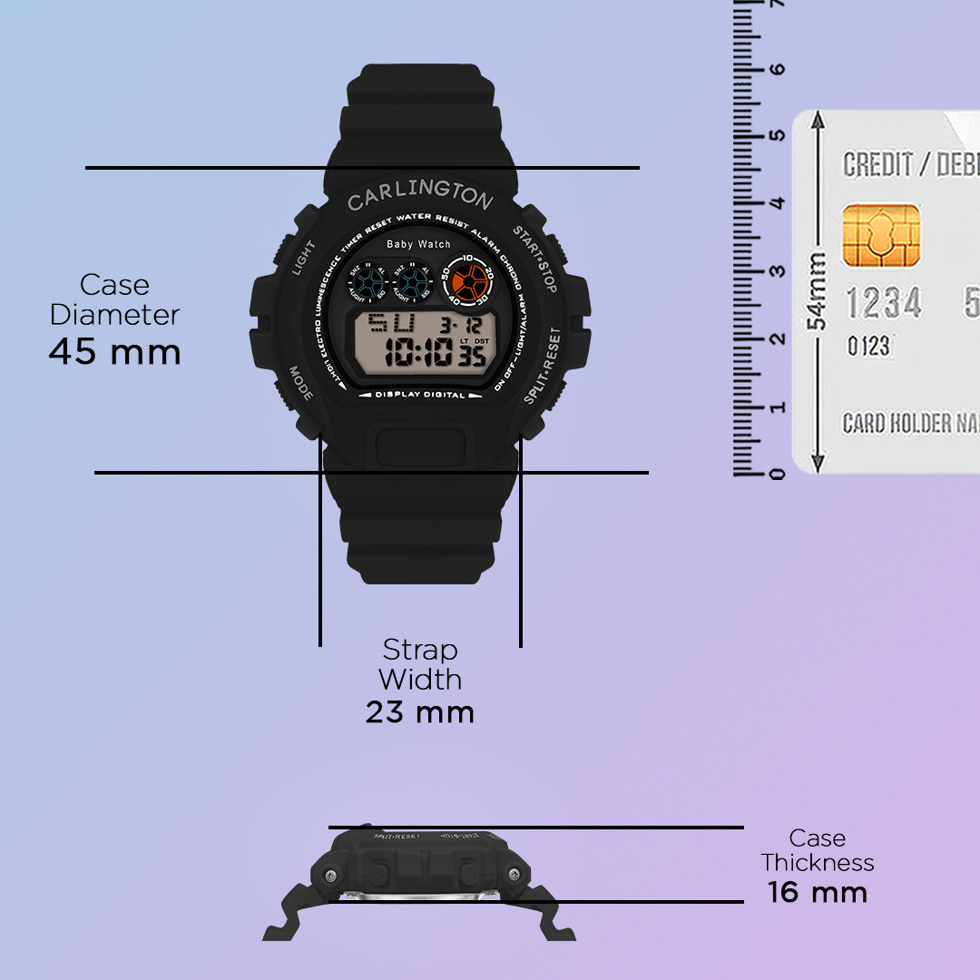 Carlington Kids Digital Watch for Boys and Girls Age 2 to 14 Years Pink Green Black Colour Band with Alarm and Date Display - CT_717