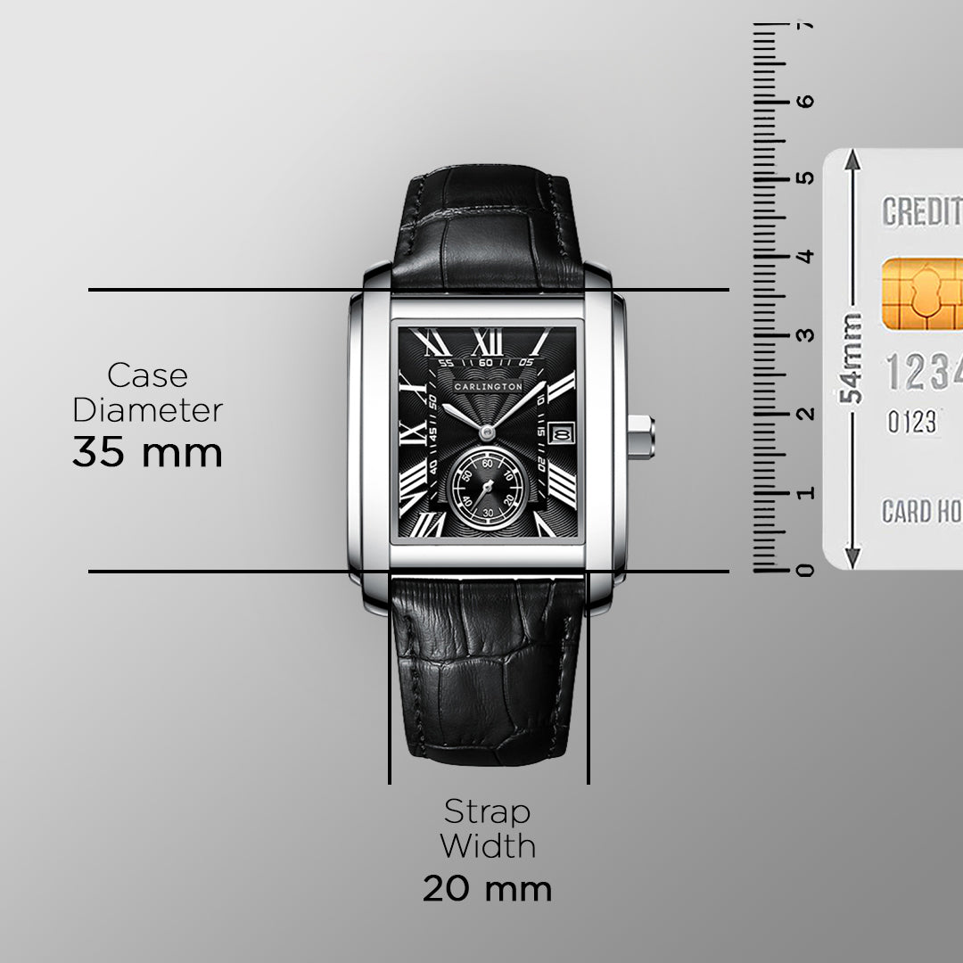 Carlington MERIDIAN 4070 Black – Luxury Men's Rectangular Analog Quartz Watch