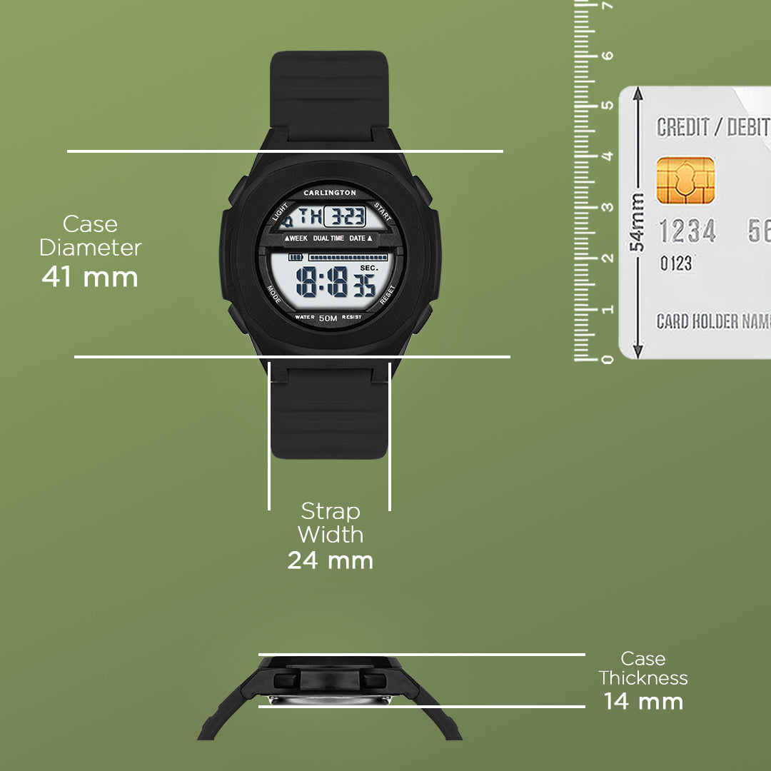 Carlington Endurance Series Digital Sports Watches For Men & Women - CT_9117 Black