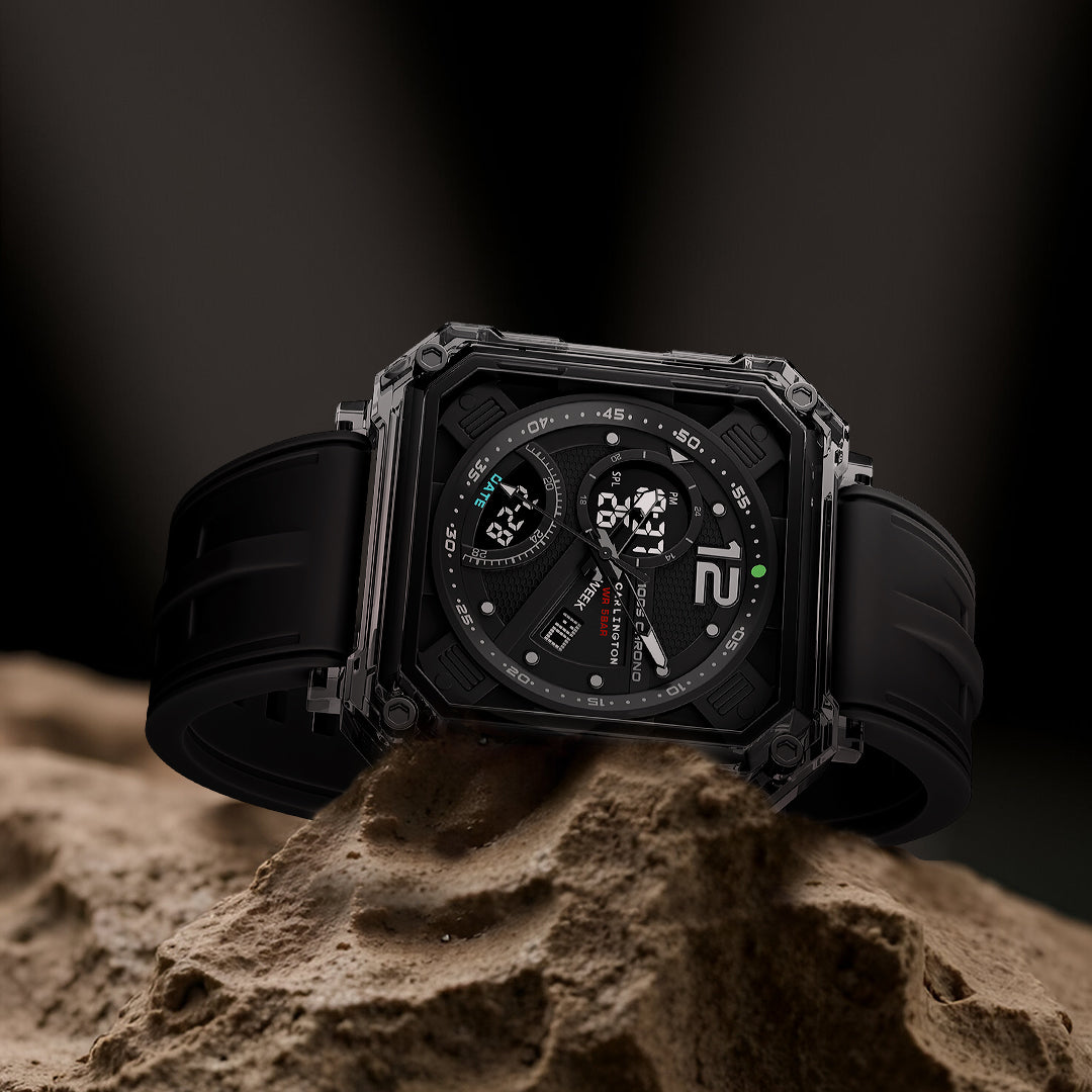 Carlington Velocity Series Analog-Digital Sports Watches for Men and Boys with Alarm, Stopwatch, Backlit Display, Dualtime, Silicone Rubber Strap, Water & Shock Resiatant - CT_8121