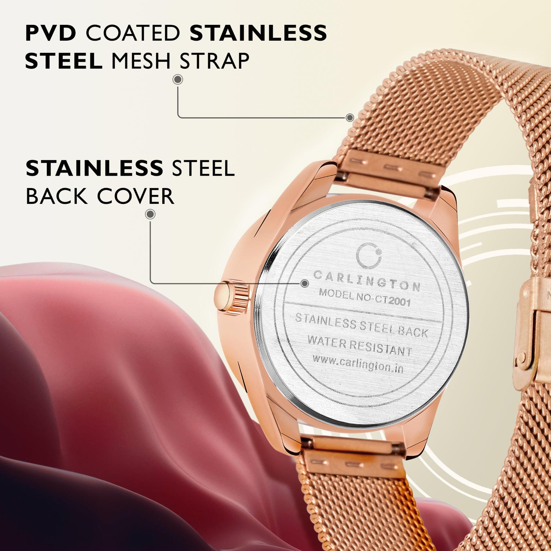 Carlington Analog Women's Watch- CT 2001 RoseGold