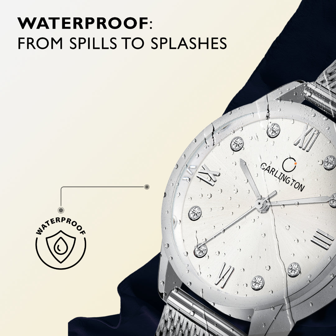 Carlington Elite Ladies Self Adjustable Mesh Strap Water Resistant Analog Watch - For Women CT2005 Silver