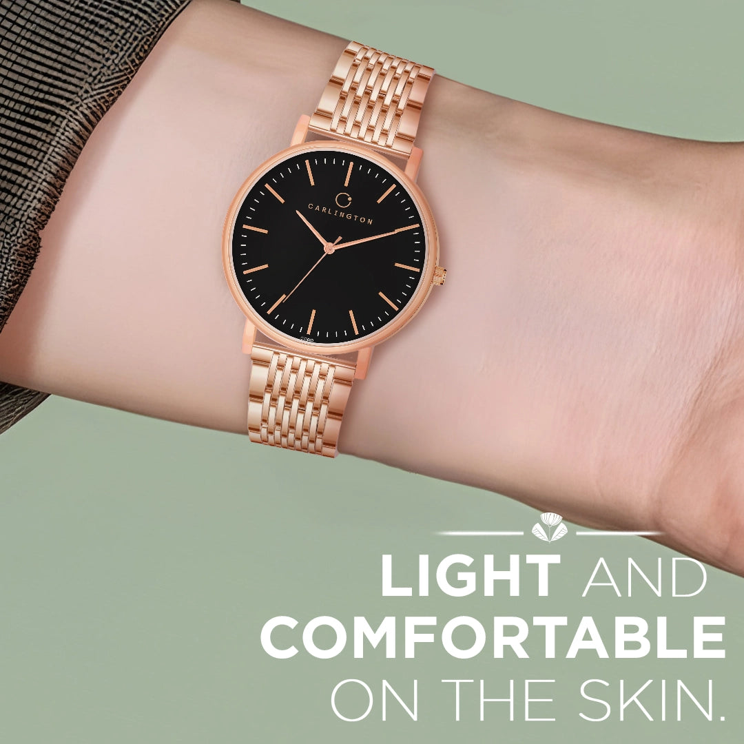 Iconic 2033 Black Analog Womens Watch