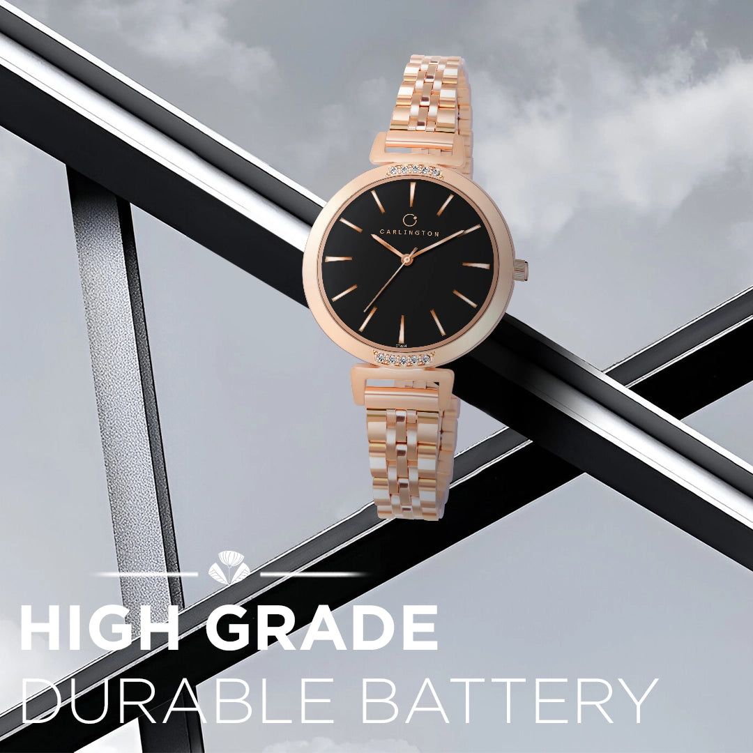 Iconic 2034 Black Analog Womens Watch