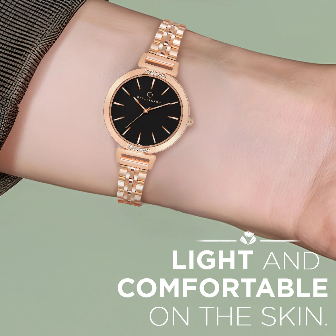 Iconic 2034 Black Analog Womens Watch