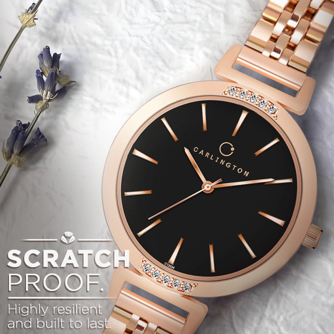 Iconic 2034 Black Analog Womens Watch