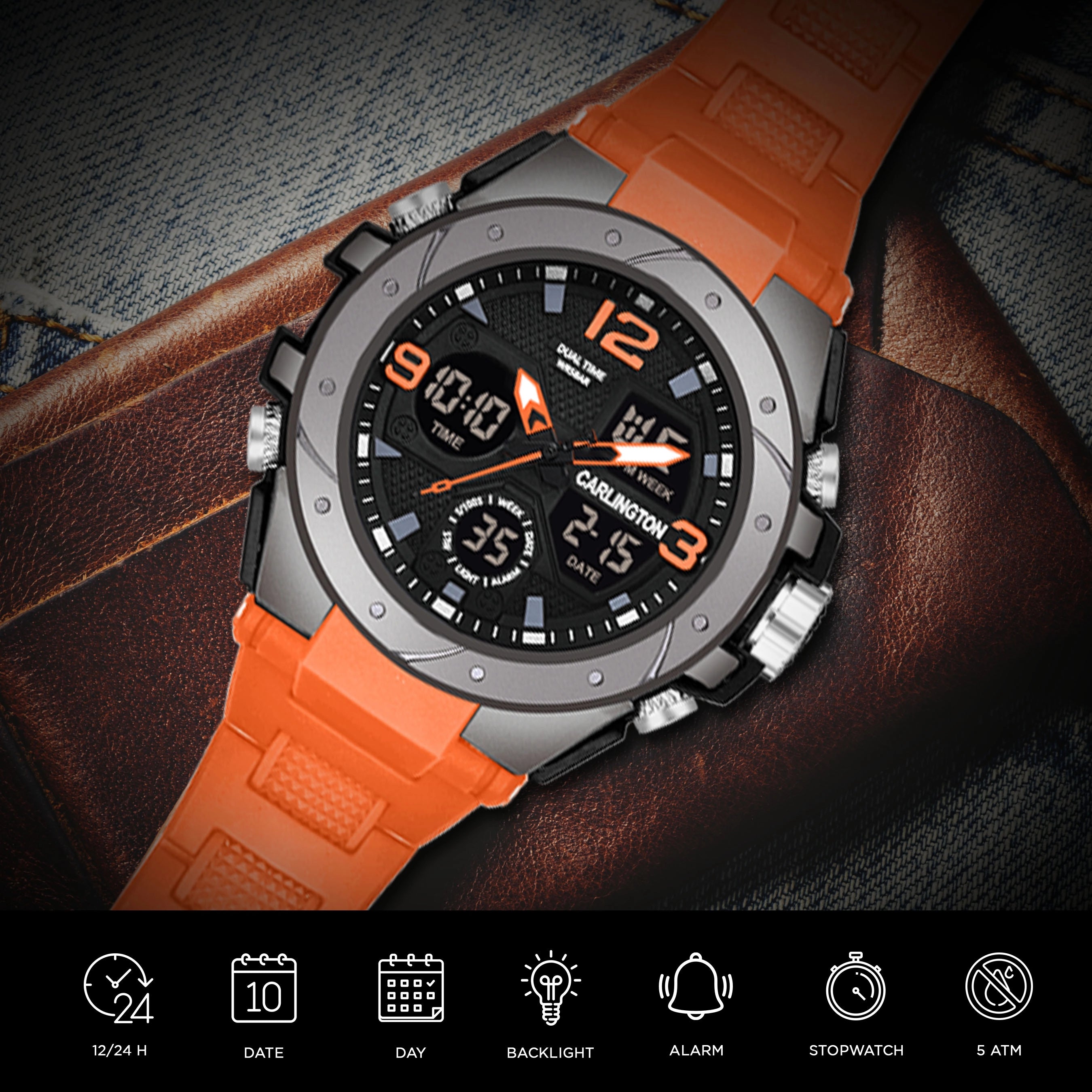 Carlington Analog Digital Sports Watch - 9105