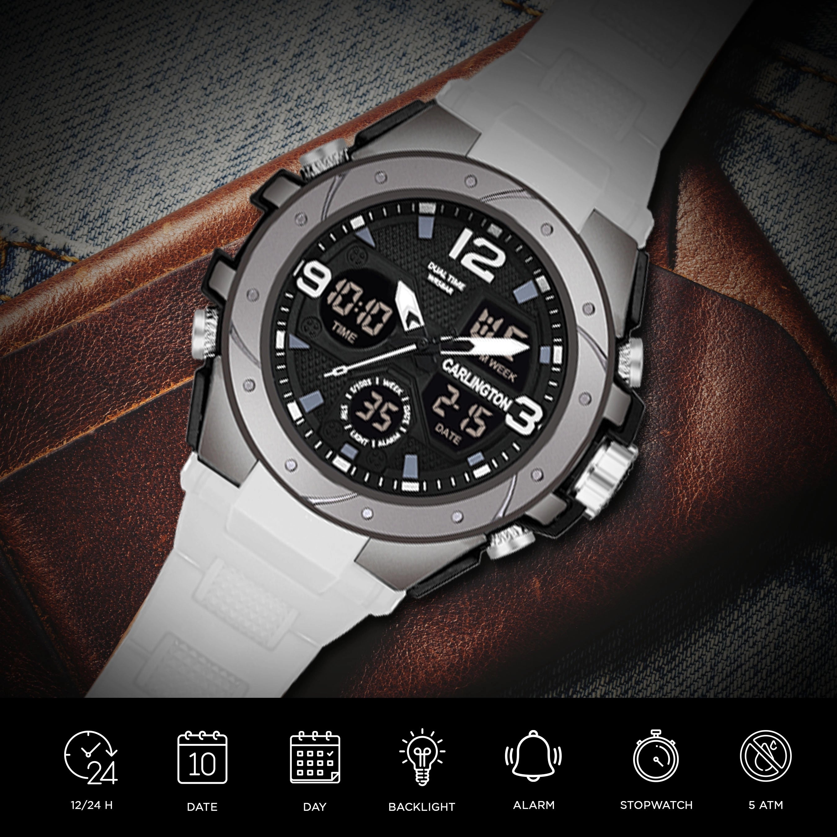 Carlington Analog Digital Sports Watch - 9105