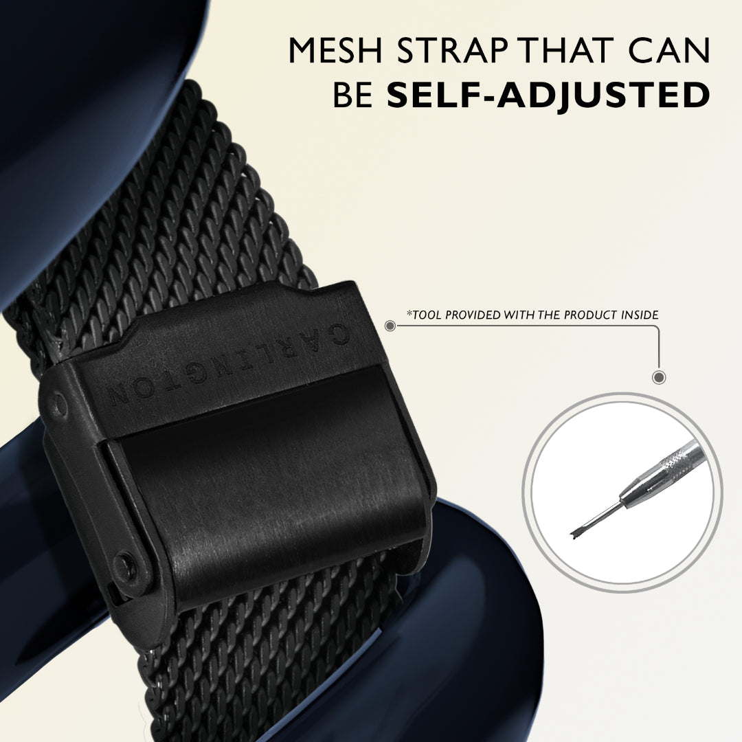 Carlington Elite Ladies Self Adjustable Mesh Strap Water Resistant Analog Watch - For Women CT2005 Black