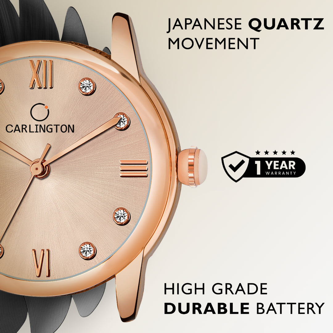 Carlington Elite Ladies Self Adjustable Mesh Strap Water Resistant Analog Watch - For Women CT2005 Rosegold