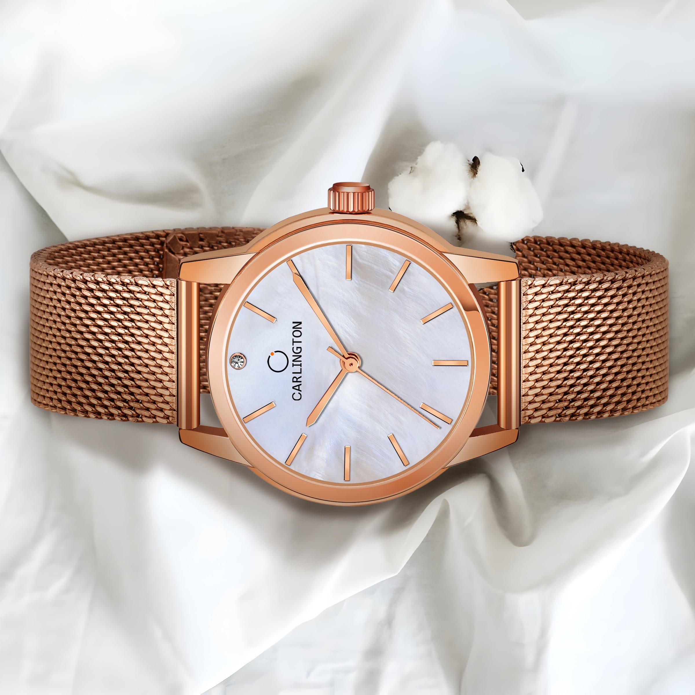 Carlington elite analog ladies watch CT 2010 rosewhite