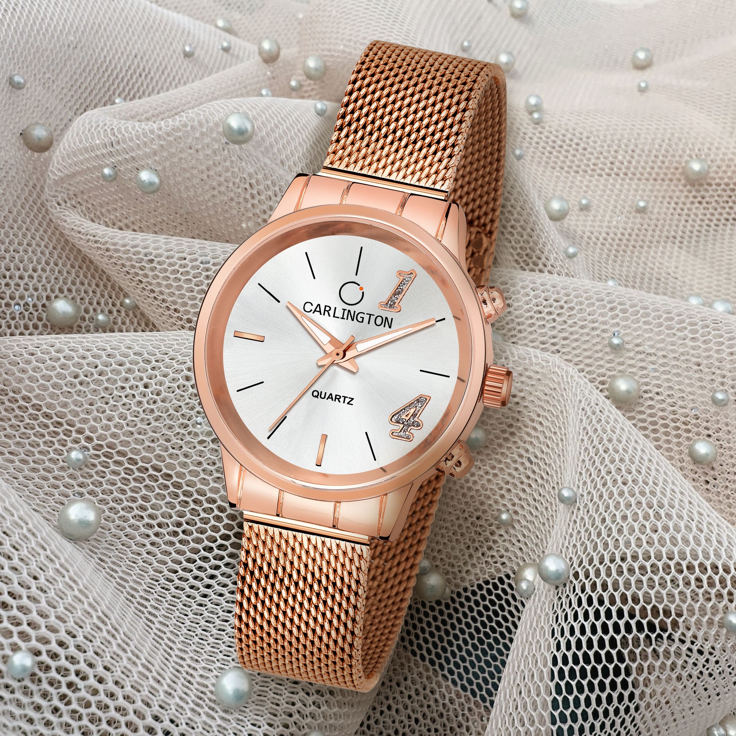 Carlington elite analog ladies watch CT 2012 rosewhite