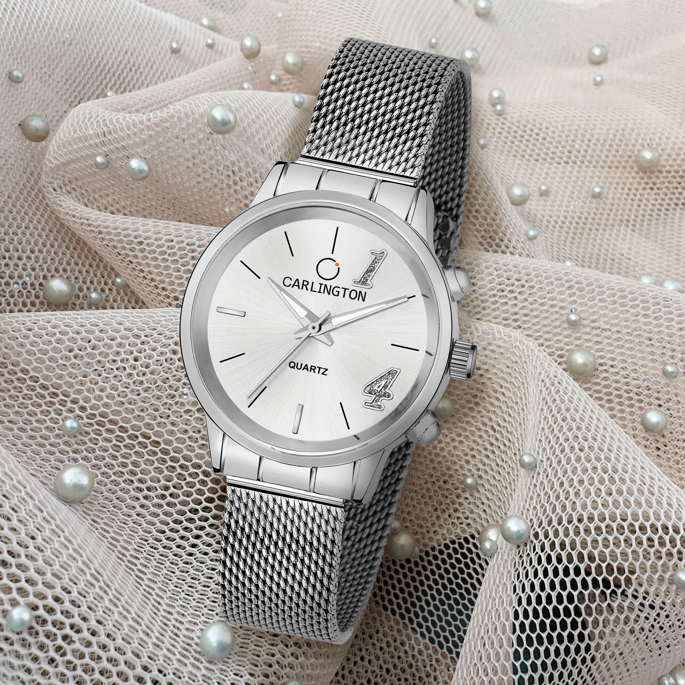 Carlington elite analog ladies watch CT 2012 silver
