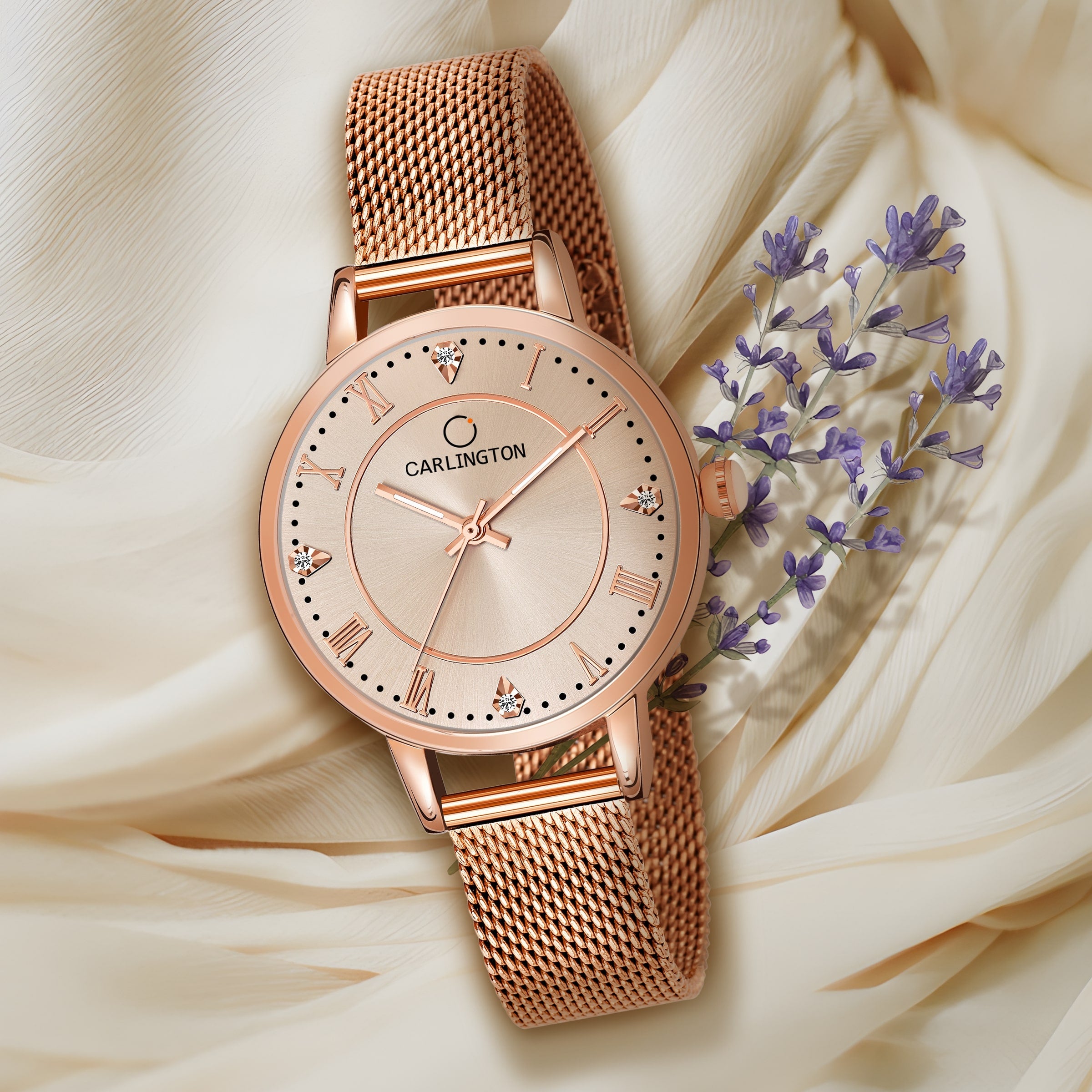 Carlington elite analog ladies watch CT 2013 rosegold
