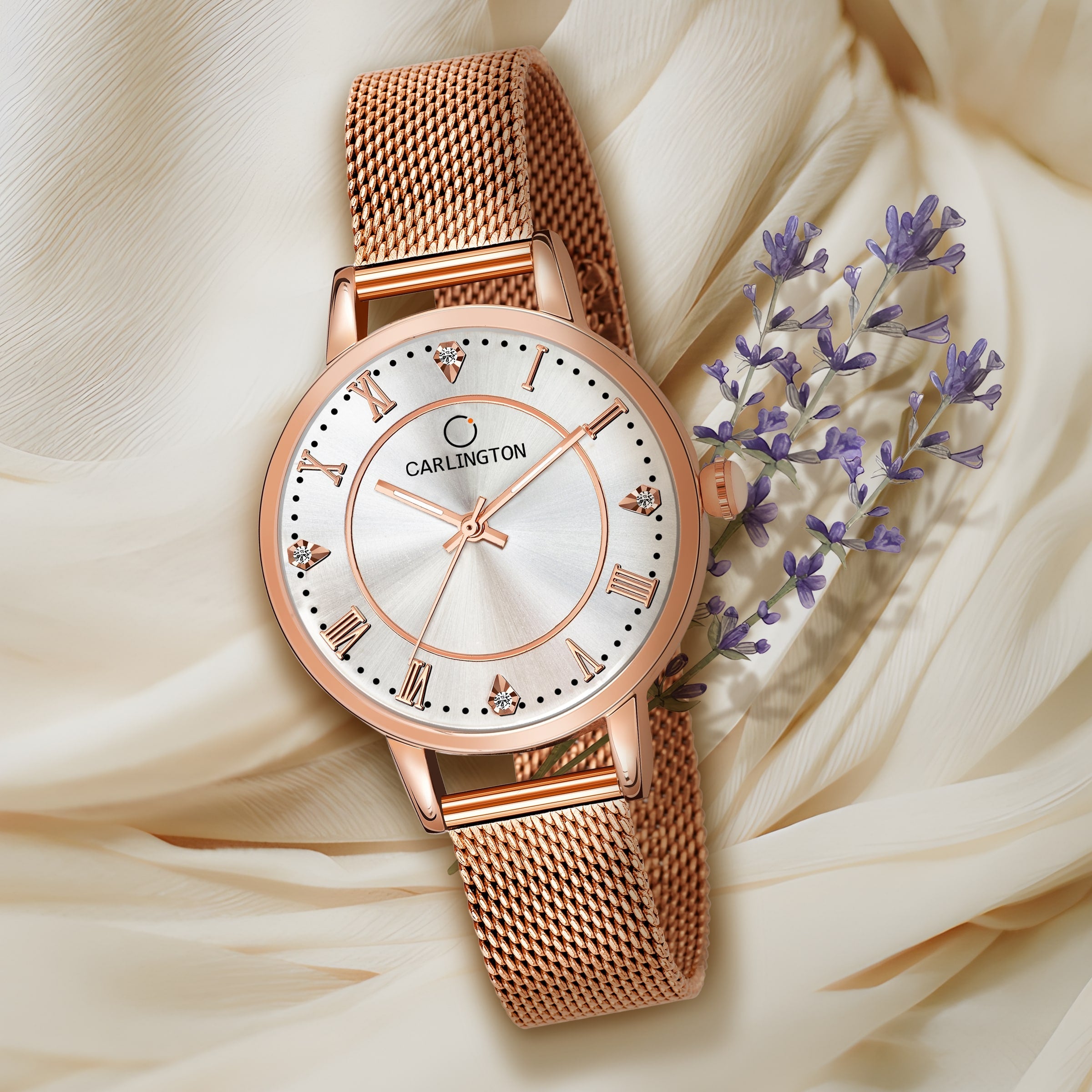 Carlington elite analog ladies watch CT 2013 rosewhite