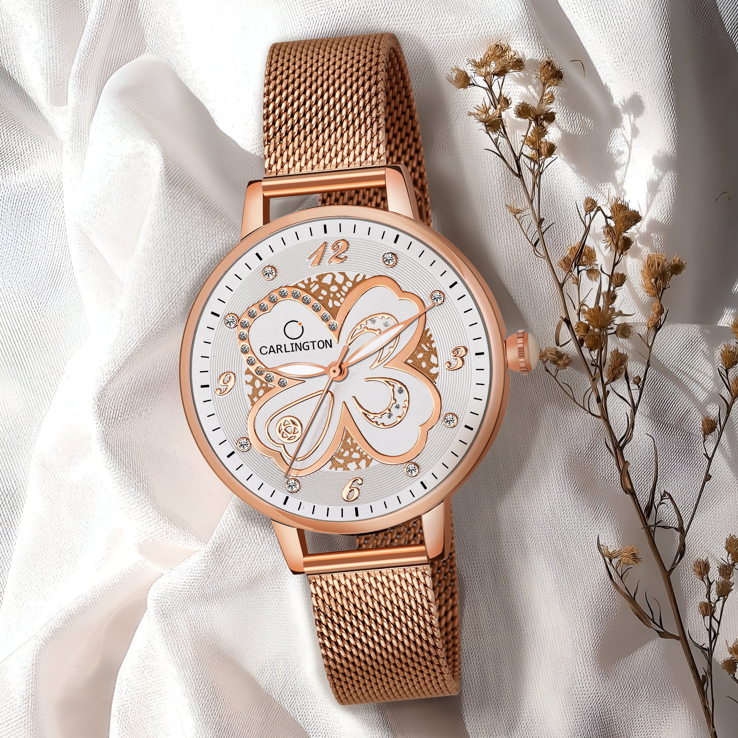 Carlington elite analog ladies watch CT 2019 rosewhite