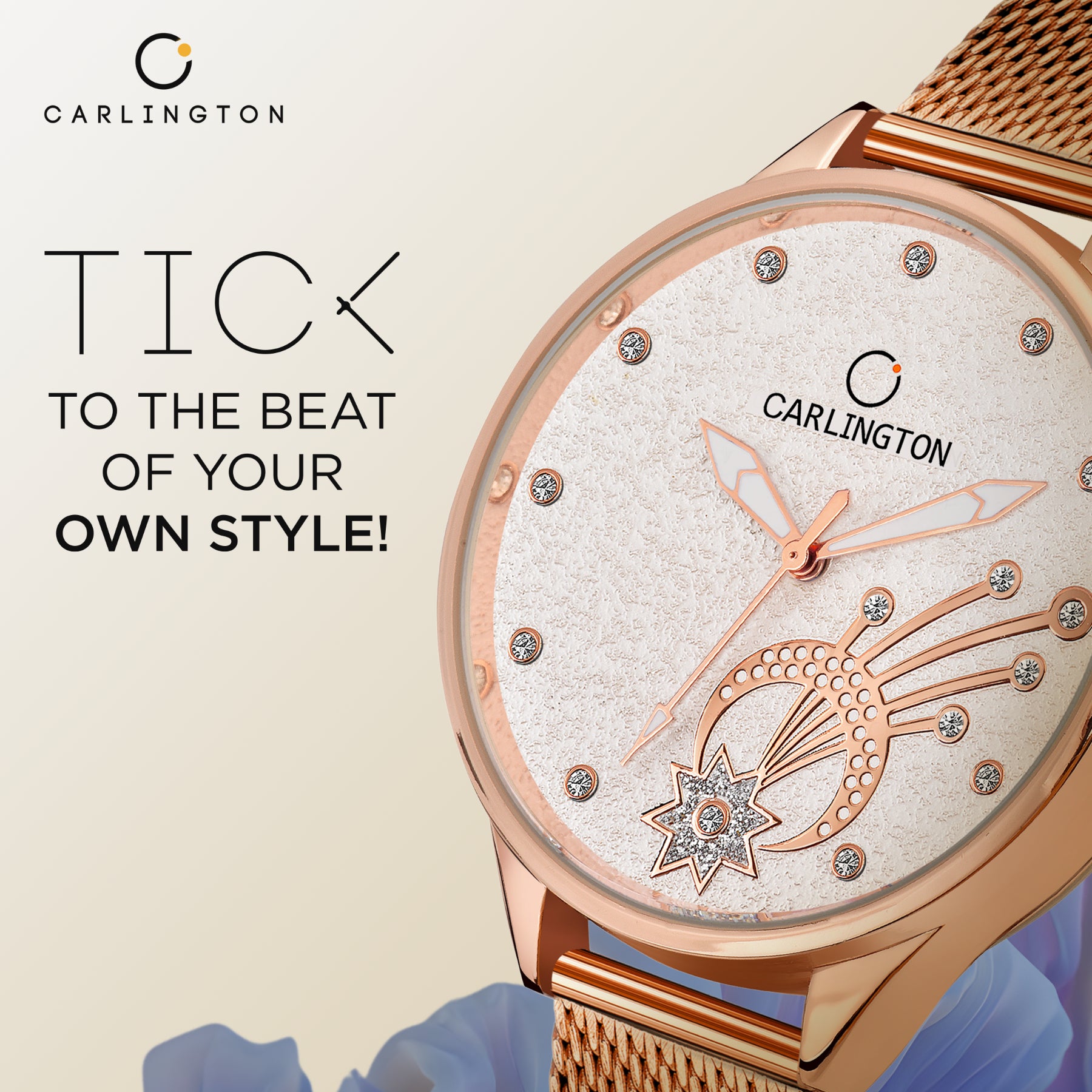 Carlington elite analog ladies watch CT 2020 rosewhite
