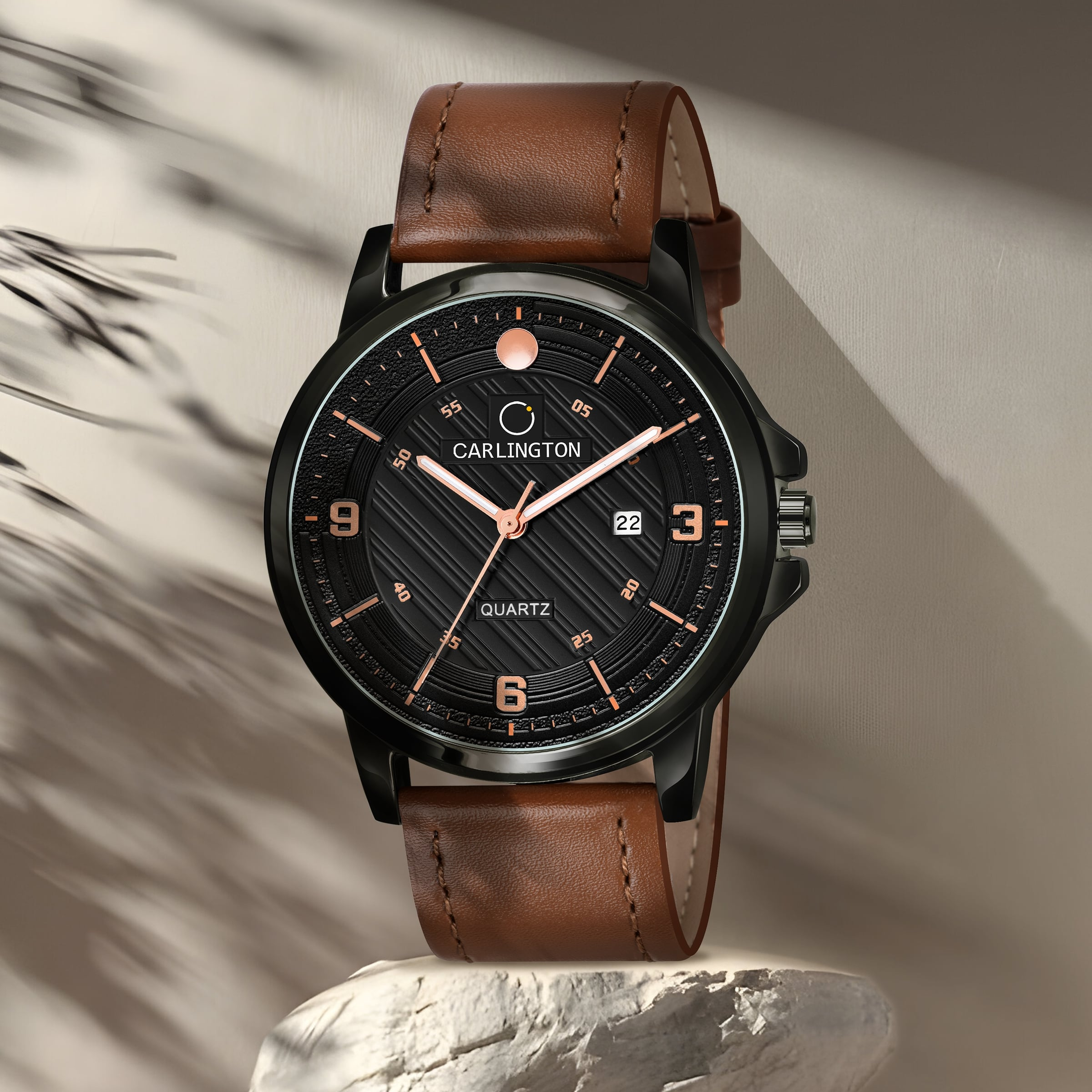 Carlington elite analog men's watch ct1050 tanblack