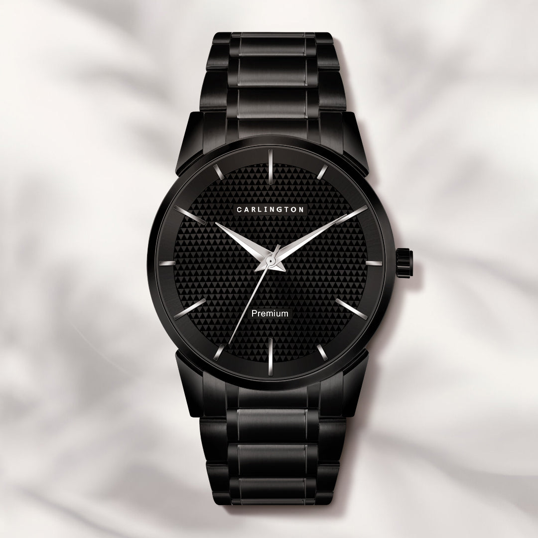 Carliongton premium black analog mens's watch 6010