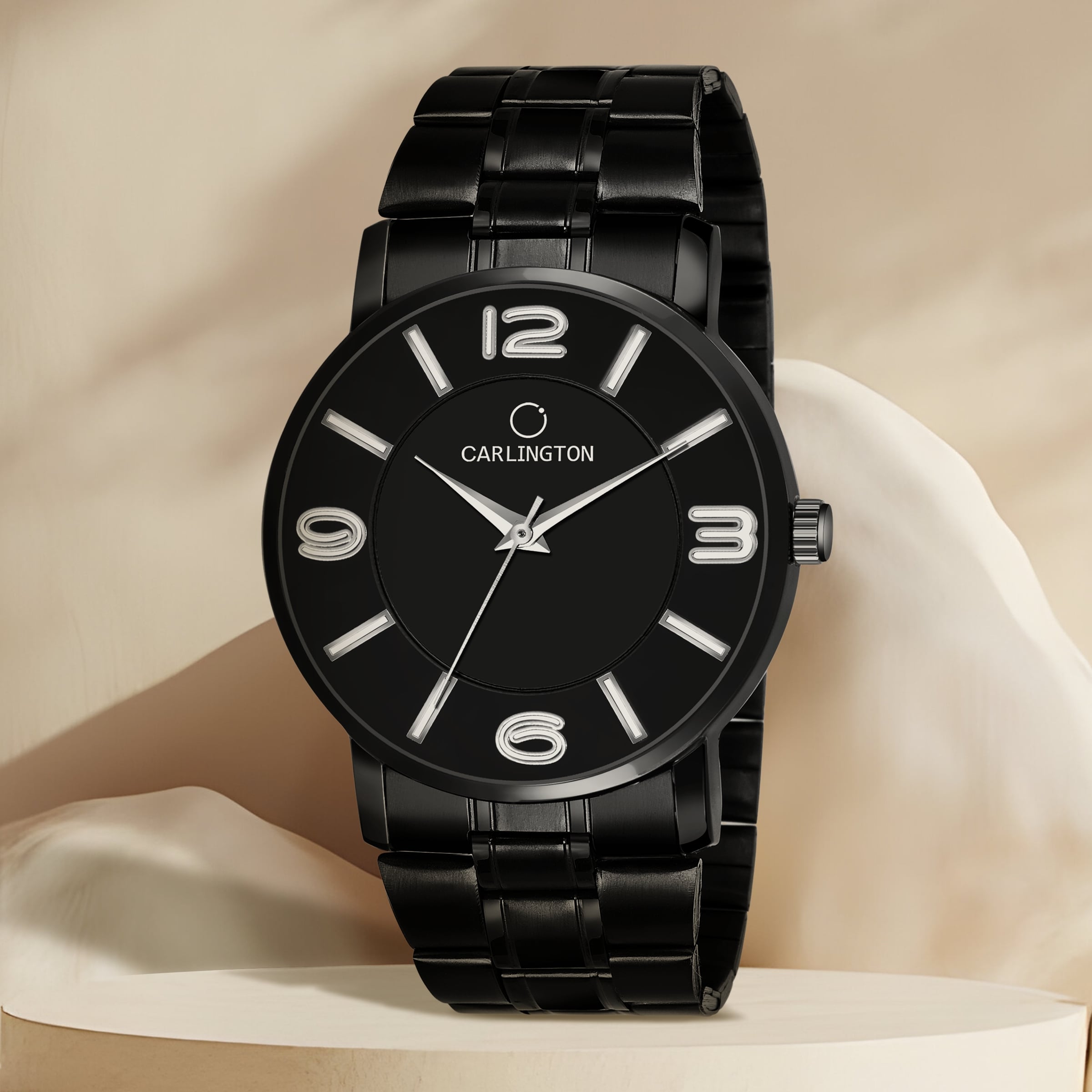 Carliongton premium black analog mens's watch 6030