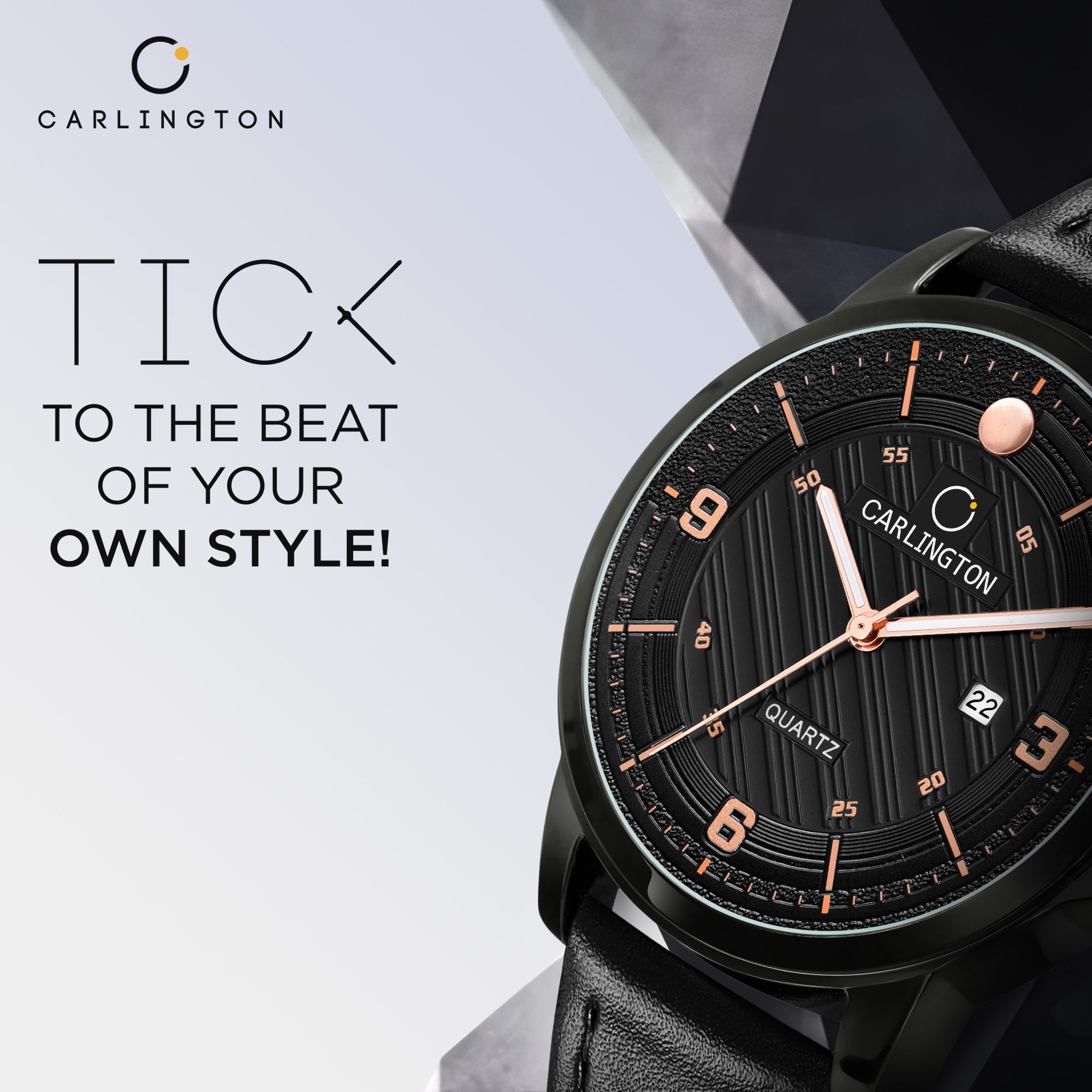 Carlington Elite Gents Water Resistant Genuine Leather Strap With Date Display