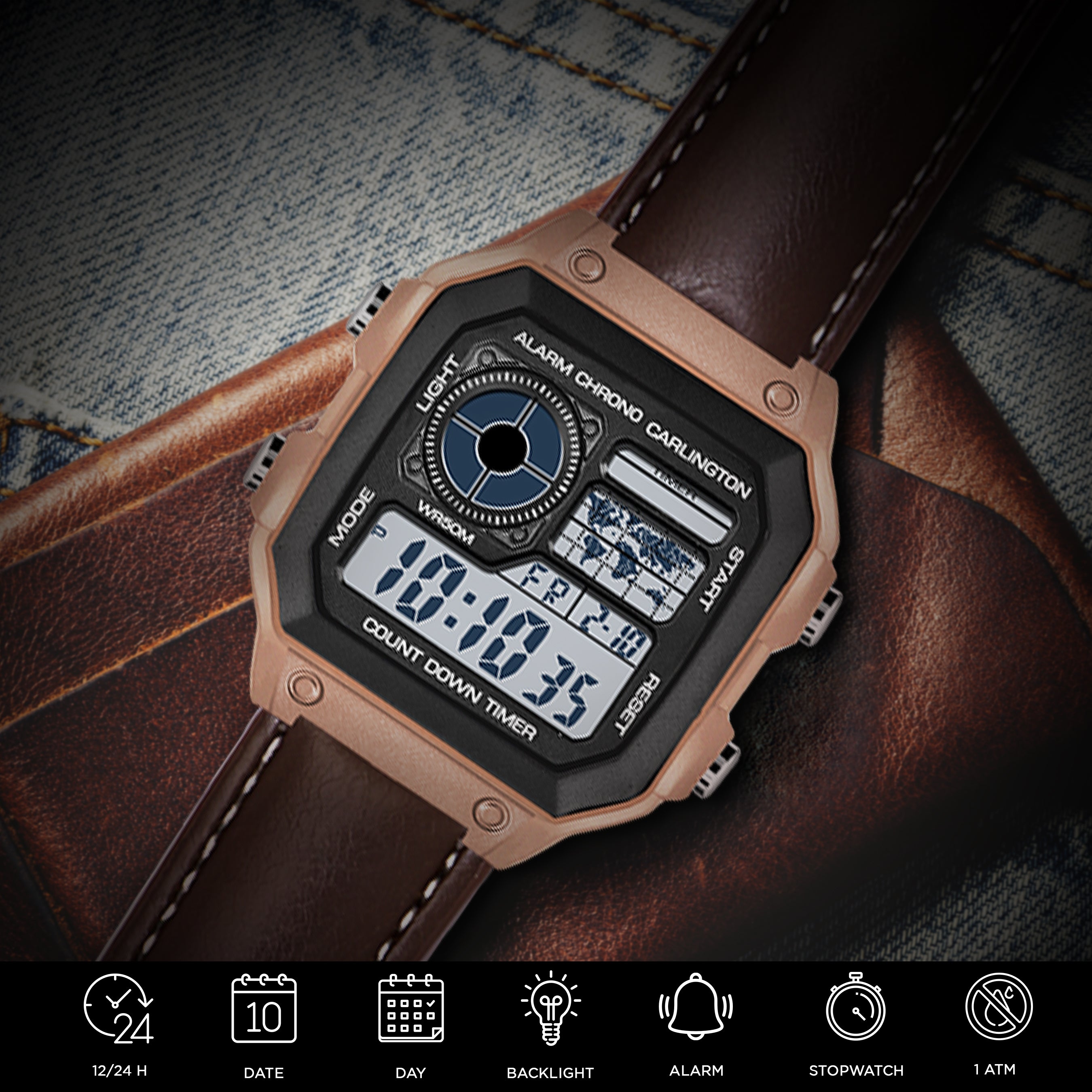 Carlington Endurance Series Digital Wrist Watches for Men with Transparent Case Cover - CT_9079