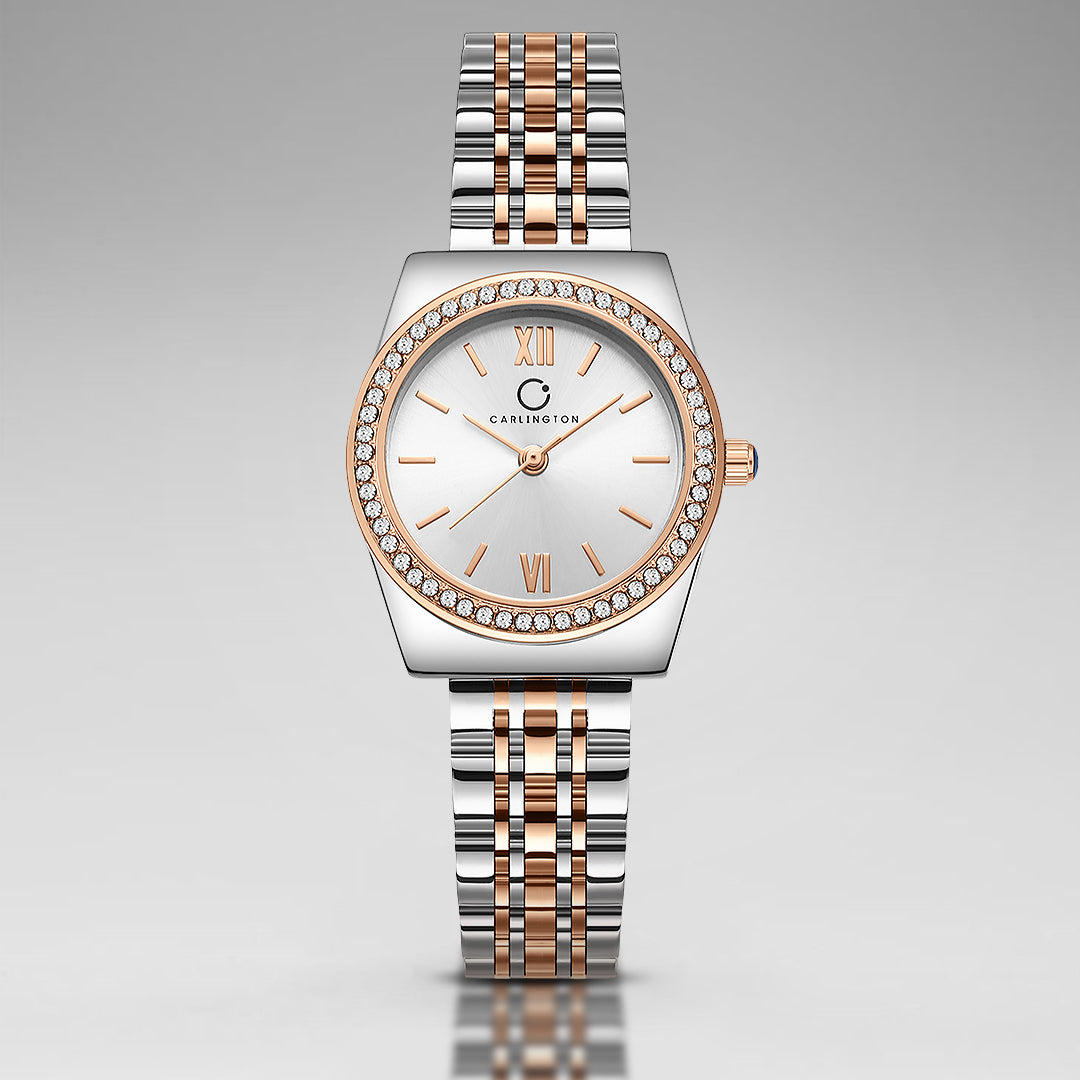 Carlington Diva Series Analog Women Wrist Watches with Stainless Steel Chain Strap | Premium Fashion Watches for Ladies | CT - 107