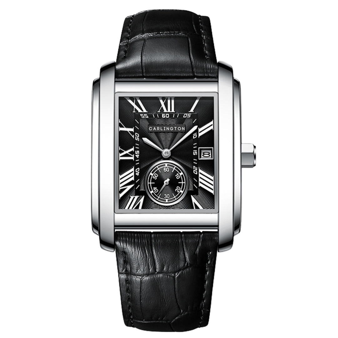 Carlington MERIDIAN 4070 Black – Luxury Men's Rectangular Analog Quartz Watch