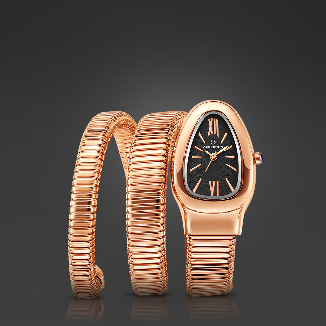 Carlington Elegant Snake Band Analog Women's Watch – Premium Stainless Steel Strap, Oval Designer Dial, Water-Resistant Ladies Watch for Party & Casual Wear Premium Gift Watch for Women