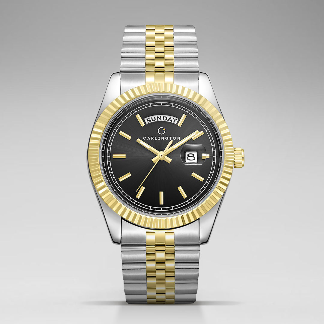 Carlington Analog Gents Watches with Stainless Steel Chain Strap | Day and Date Display | Premium Gift Watches for Men – Stylish Casual & Formal Wrist Watch - CT 8888