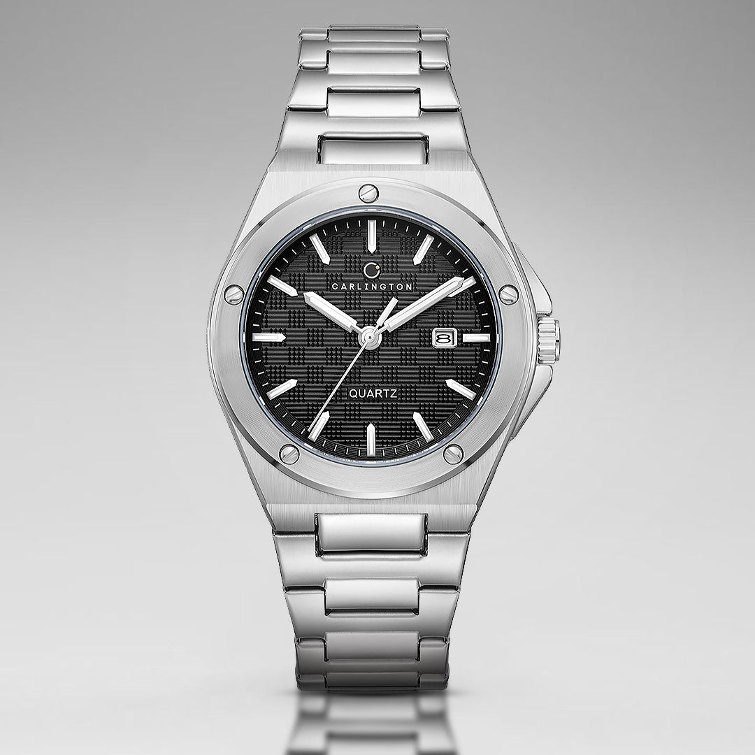 Carlington Meridian Series Analog Men Wrist Watches with Stainless Steel Chain Strap & Date Display | Fashion Watches for Gents | CT - 4020