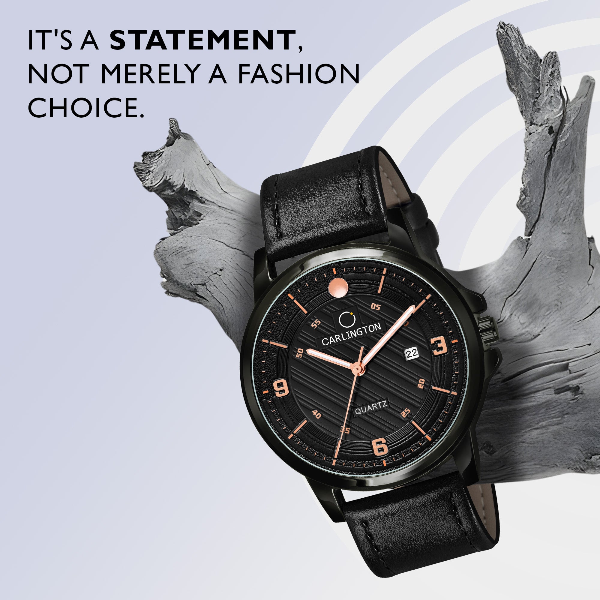 Carlington Elite Gents Water Resistant Genuine Leather Strap With Date Display