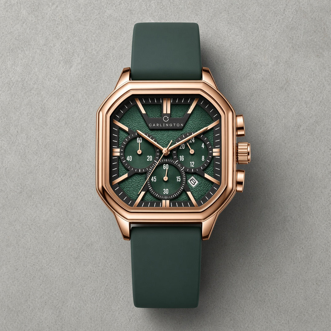 Carlington ASTRO 053 Geodetic Green – Premium Men's Chronograph-Style Analog Quartz Watch