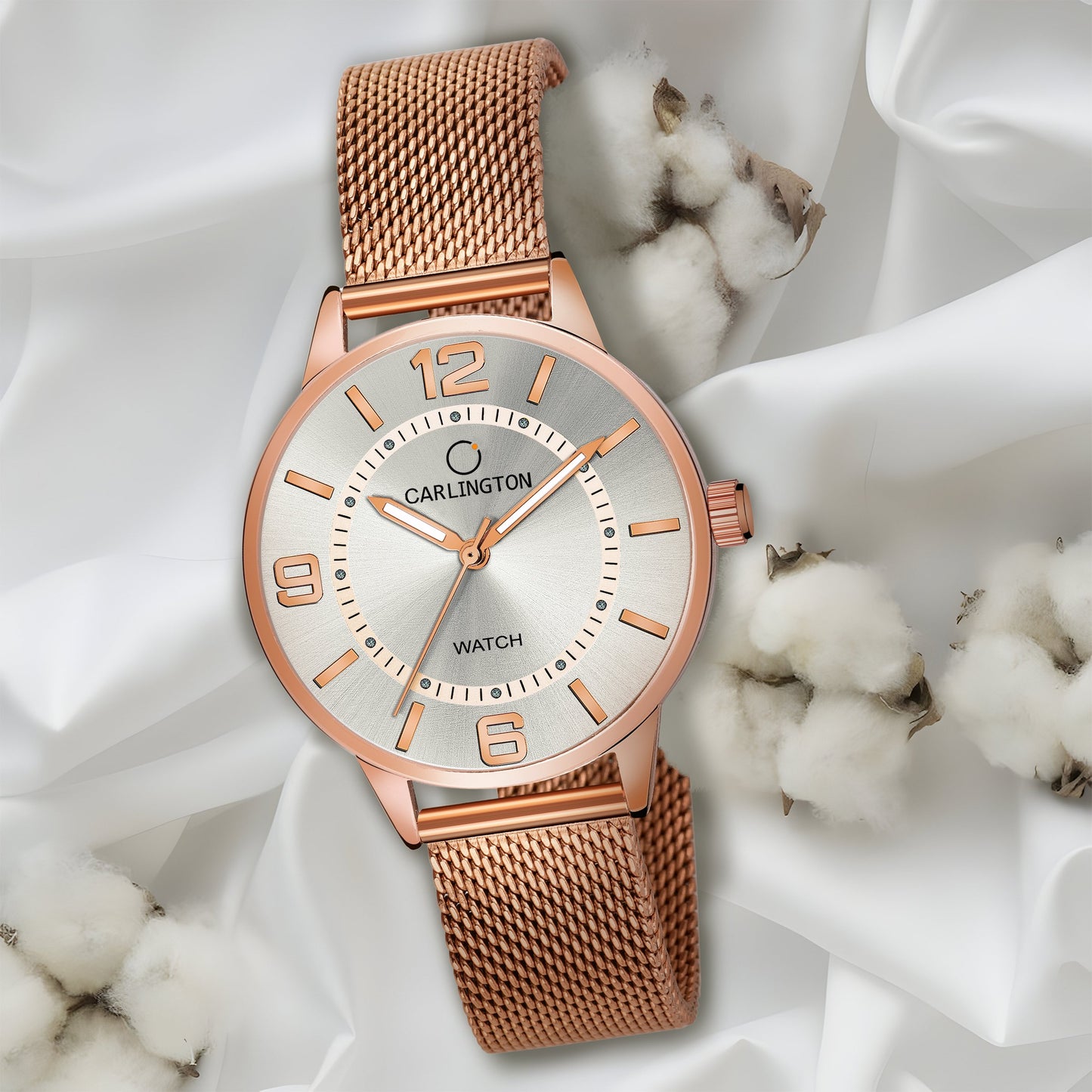 Carlington Elite Ladies Self Adjustable Mesh Strap Water Resistant Analog Watch - For Women CT2002