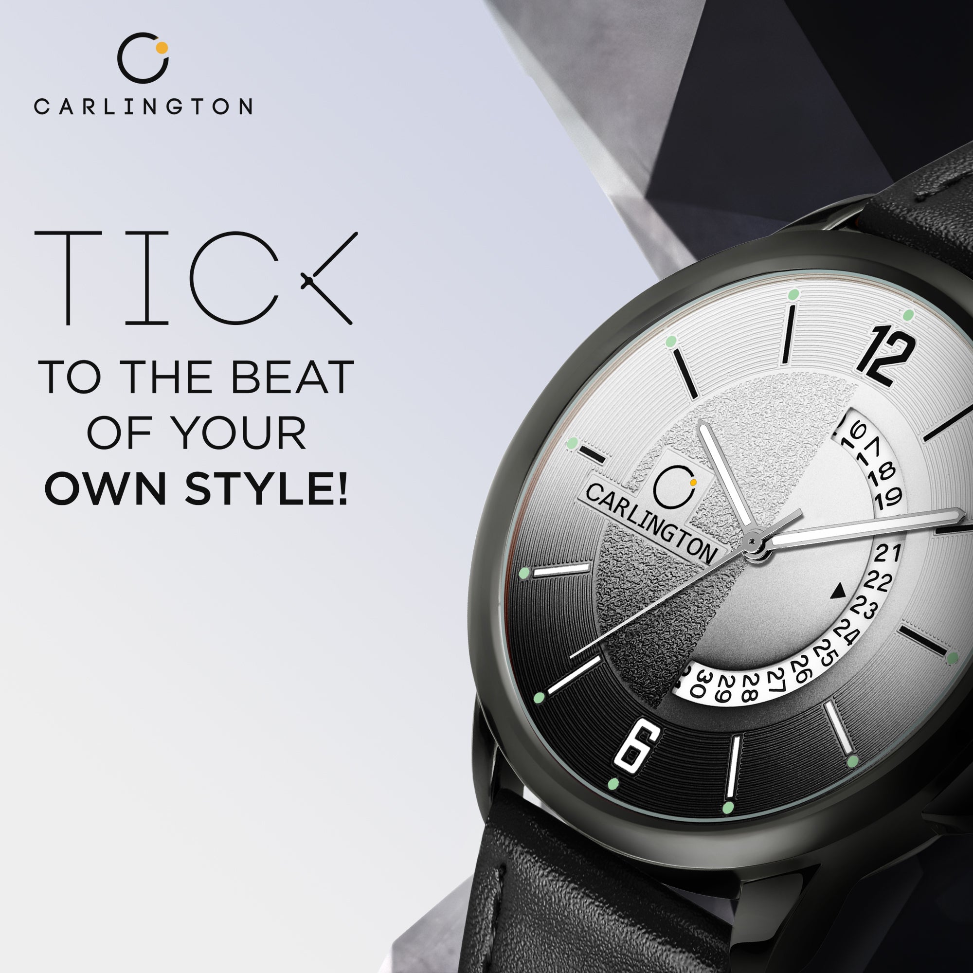 Carlington Elite Gents Water Resistant Genuine Leather Strap With Date Display