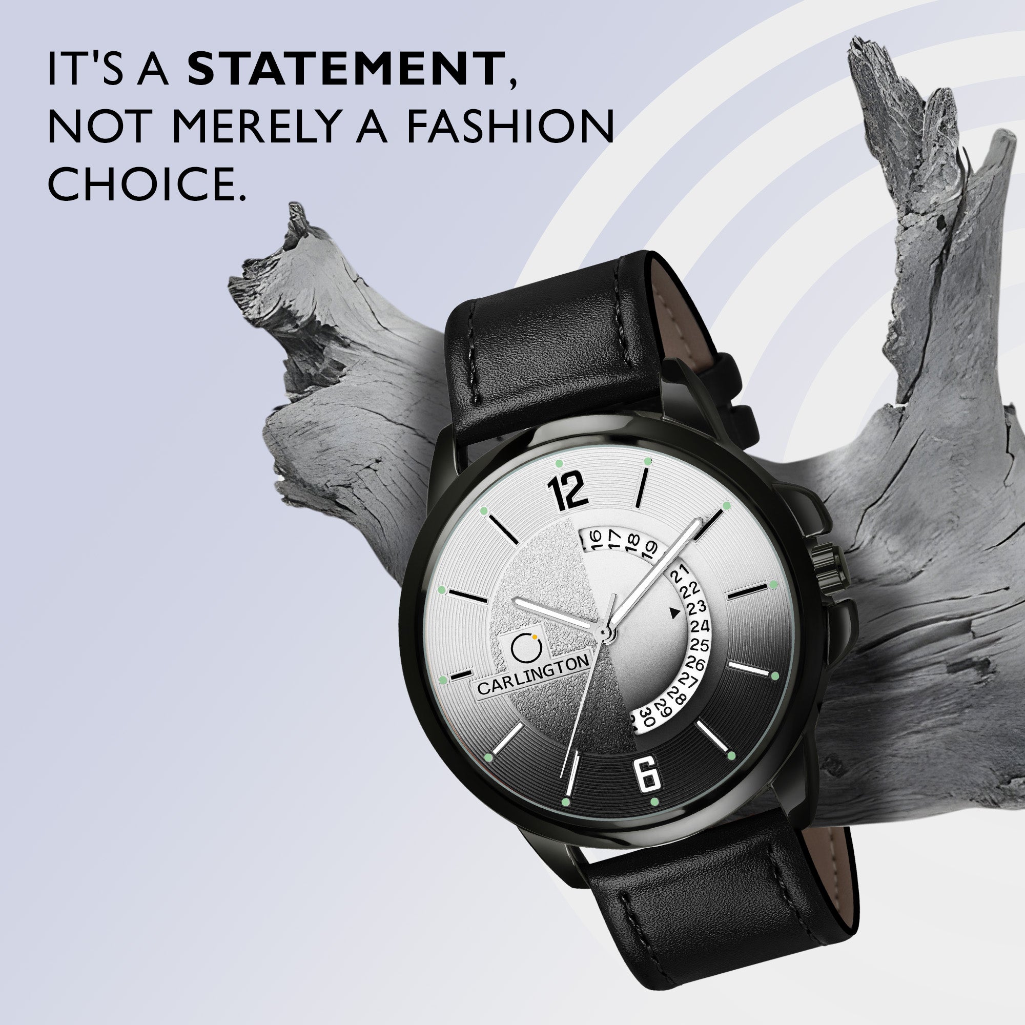 Carlington Elite Gents Water Resistant Genuine Leather Strap With Date Display