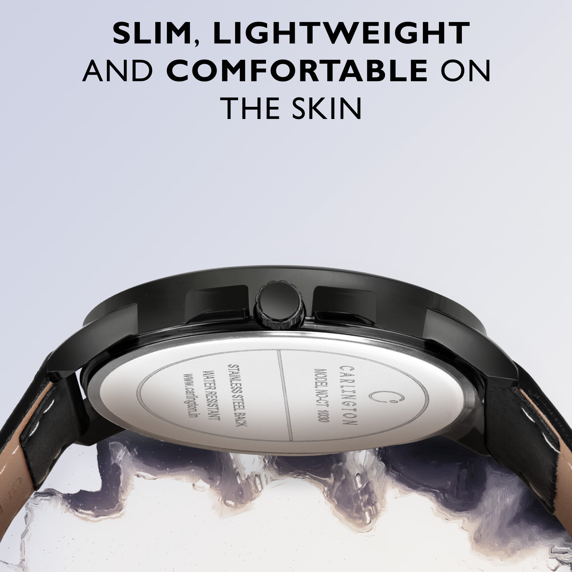 Carlington Elite Gents Water Resistant Genuine Leather Strap With Date Display