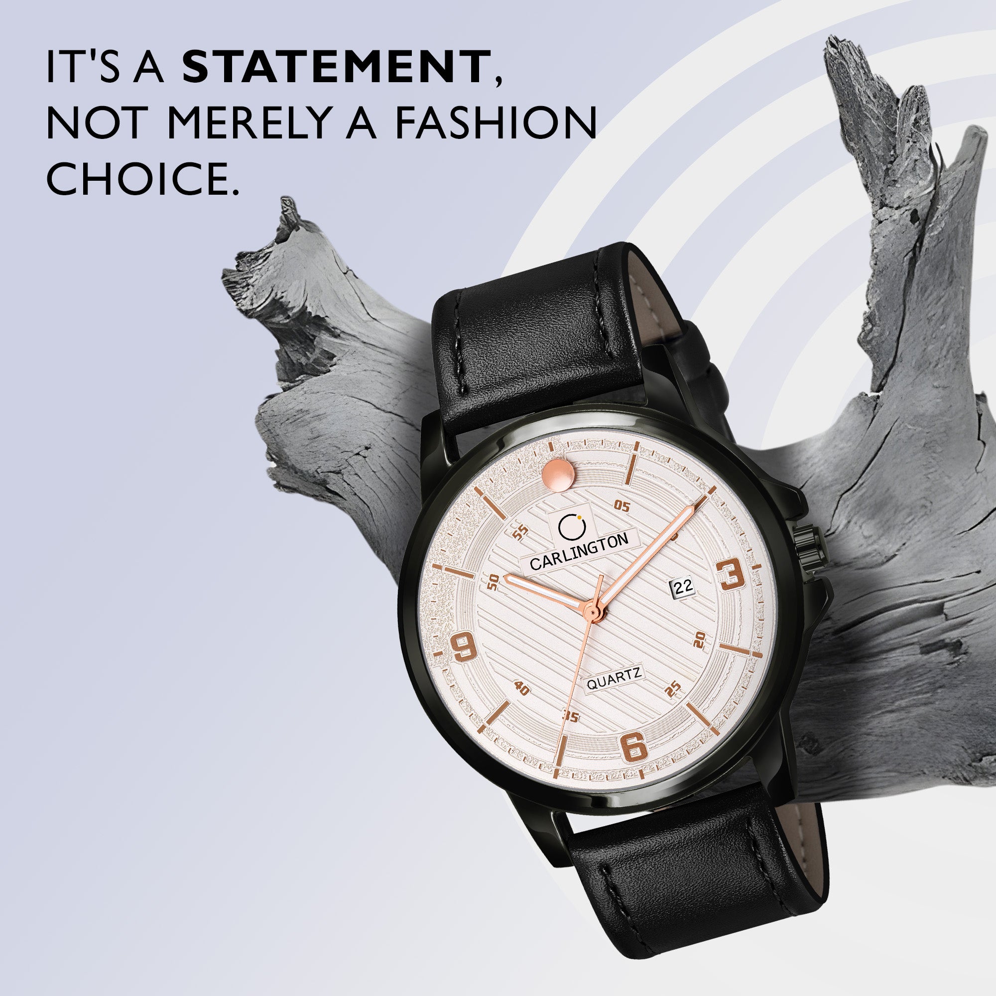 Carlington Elite Gents Water Resistant Genuine Leather Strap With Date Display