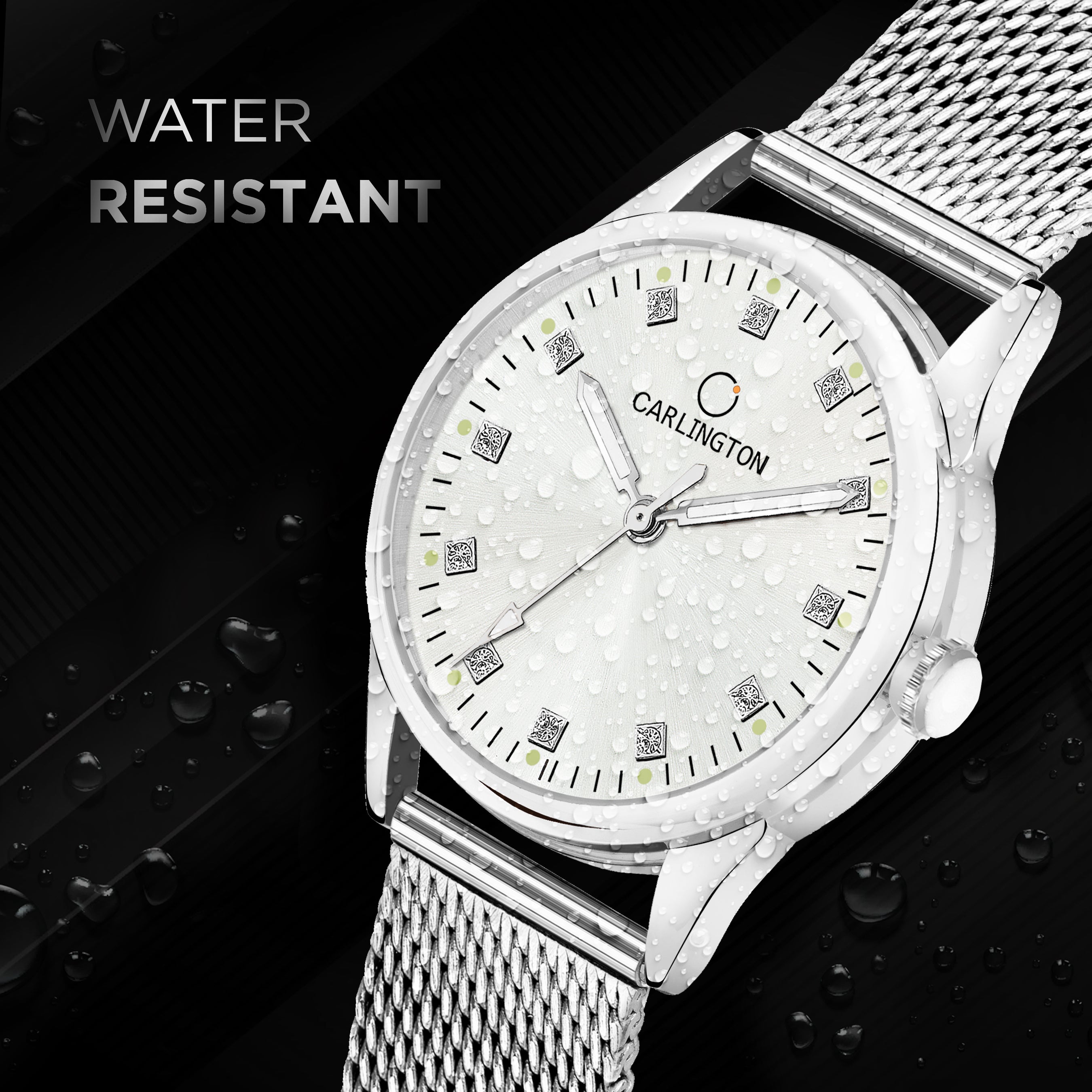 Carlington Elite Ladies Self Adjustable Mesh Strap Water Resistant Analog Watch - For Women CT2003 Silver