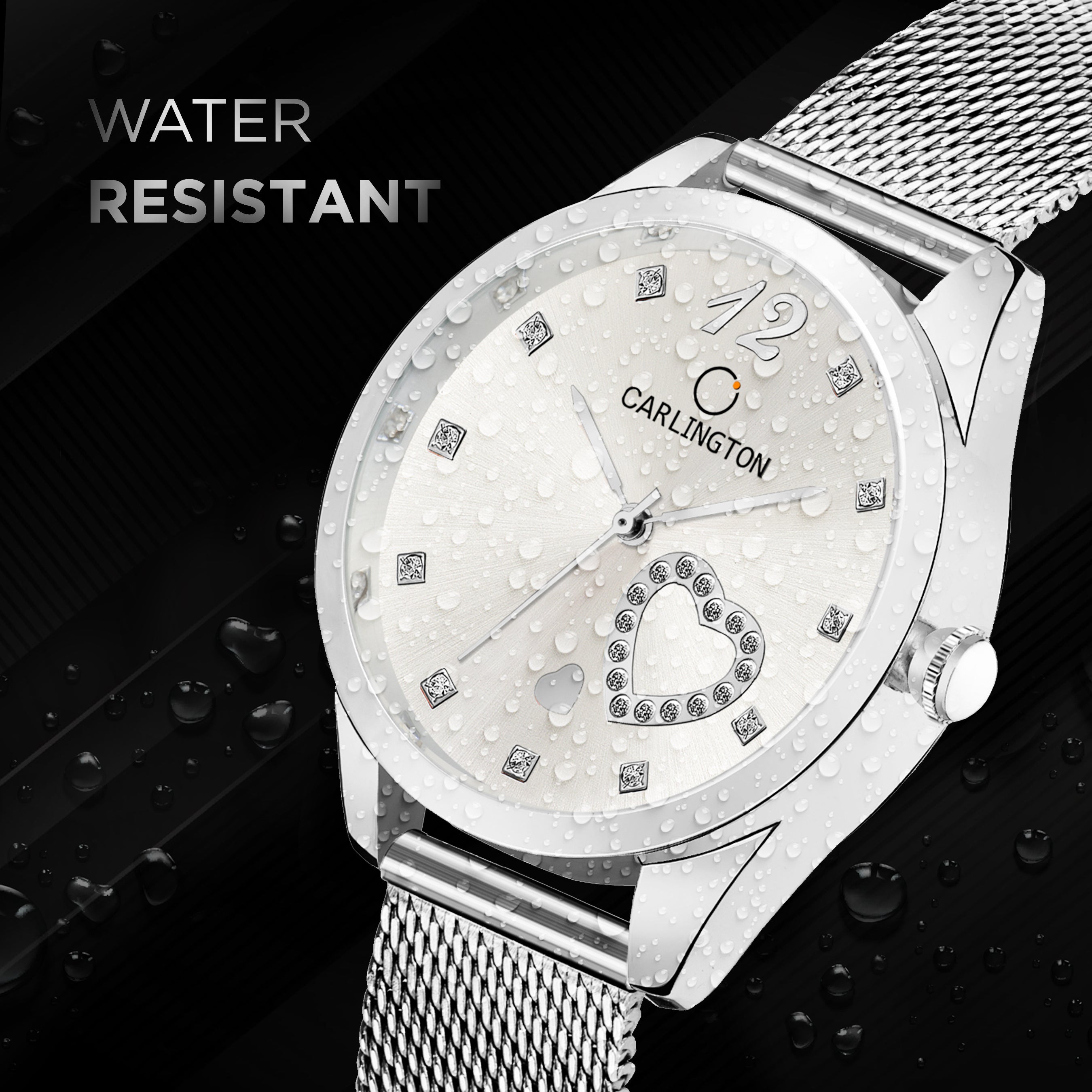 Carlington Elite Ladies Self Adjustable Mesh Strap Water Resistant Analog Watch - For Women CT2006