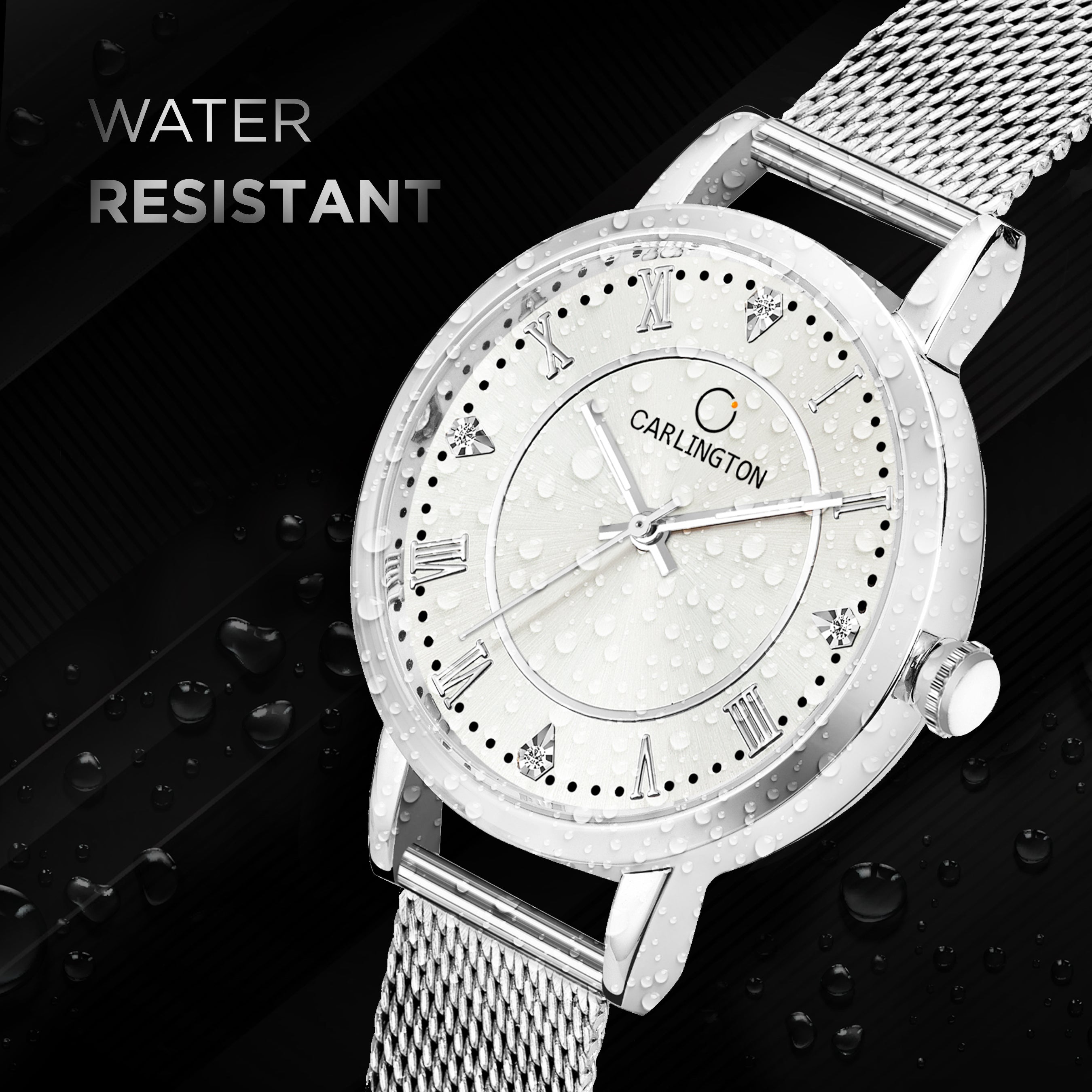 Carlington Elite Ladies Self Adjustable Mesh Strap Water Resistant Analog Watch - For Women CT2013