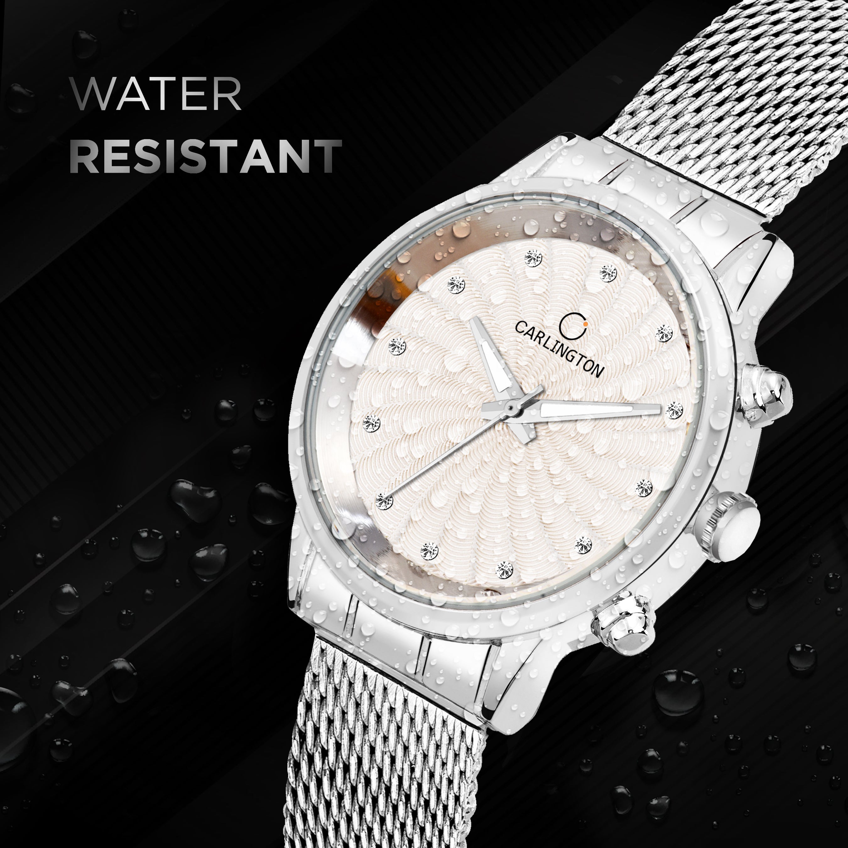 Carlington Elite Ladies Self Adjustable Mesh Strap Water Resistant Analog Watch - For Women CT2017