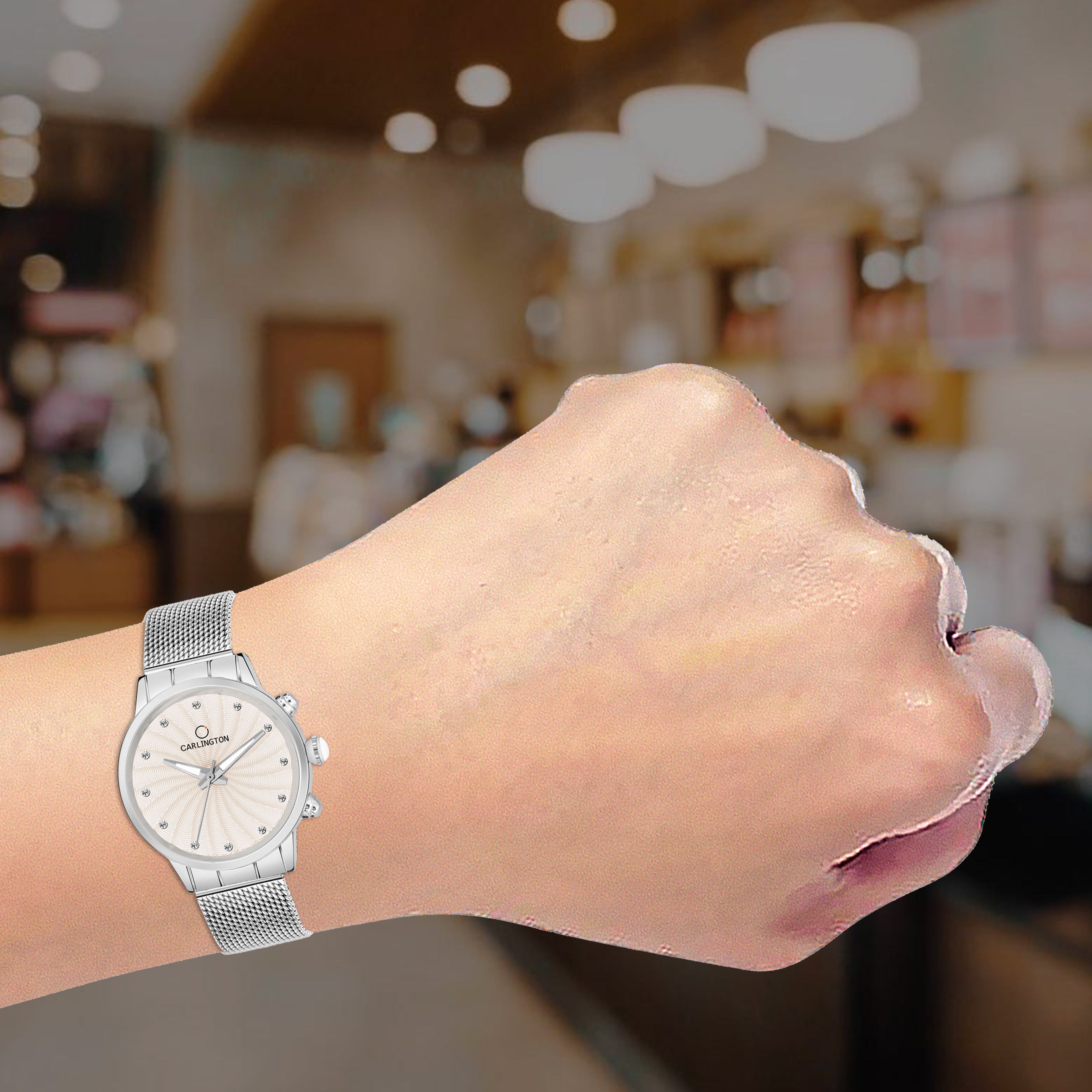 Carlington Elite Ladies Self Adjustable Mesh Strap Water Resistant Analog Watch - For Women CT2017