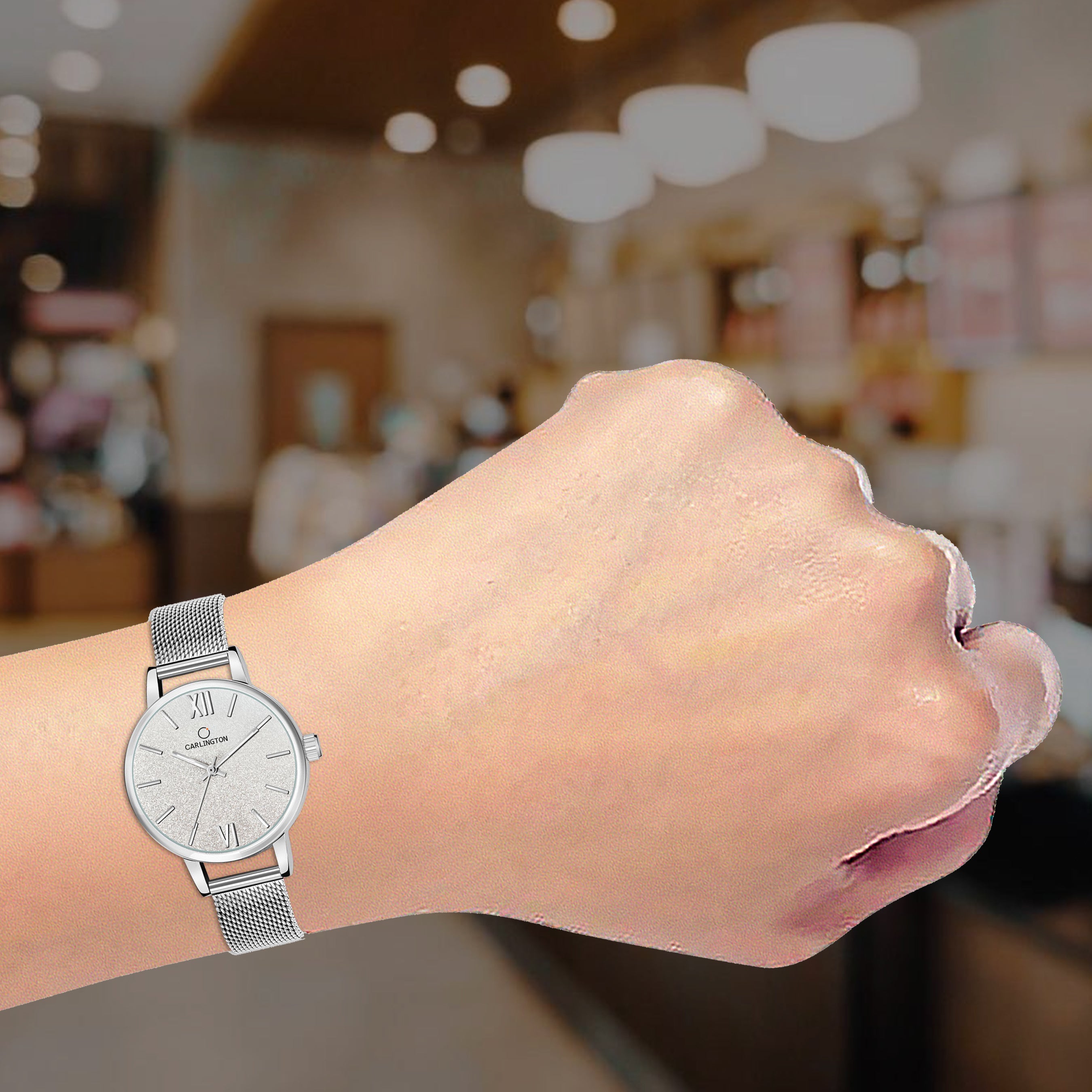 Carlington Elite Ladies Self Adjustable Mesh Strap Water Resistant Analog Watch - For Women CT2018